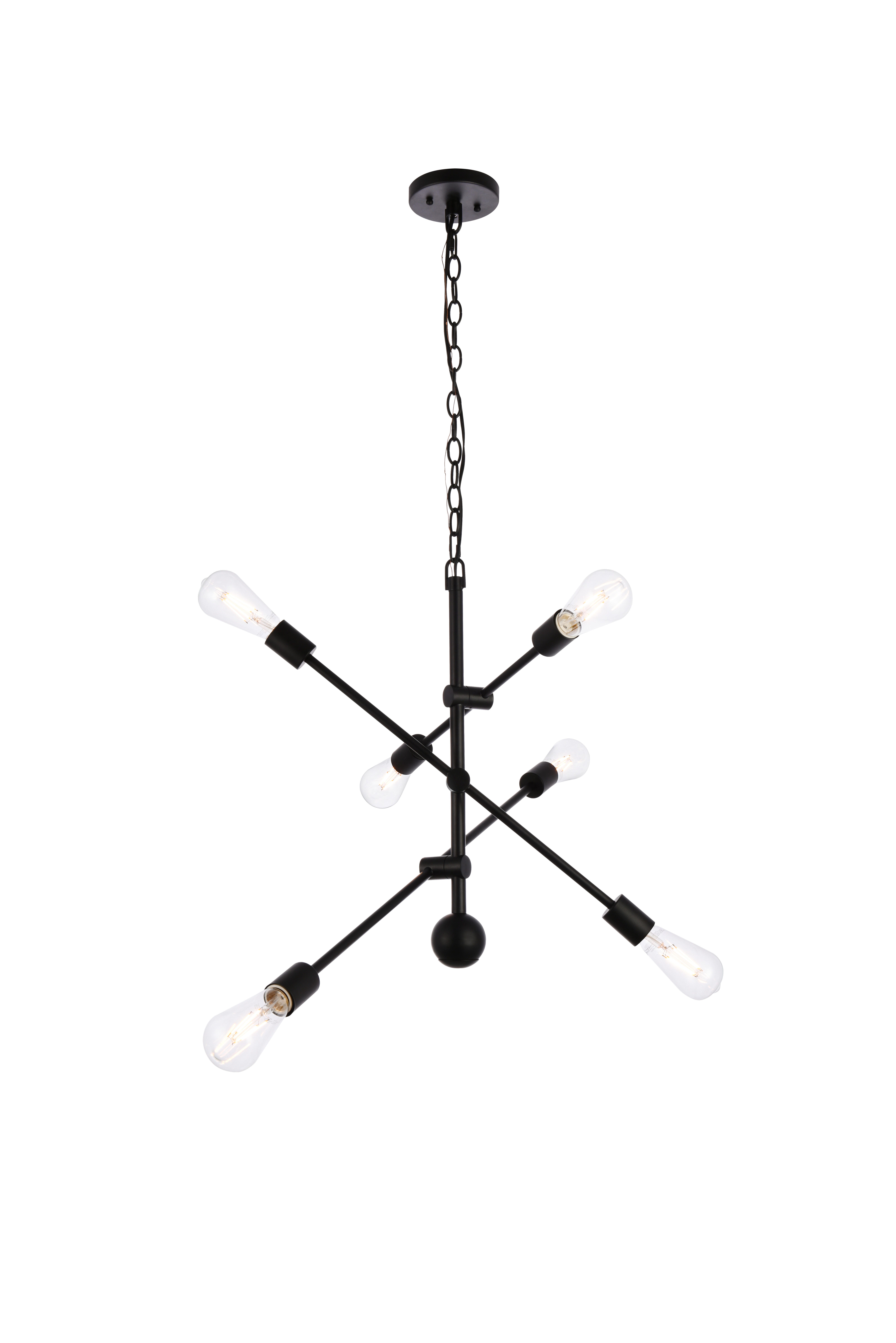 Living District Axel 6 Lights Black Pendant With Chain, , large