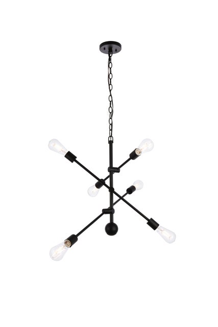 Living District Axel 6 Lights Black Pendant w/ Chain, Black
