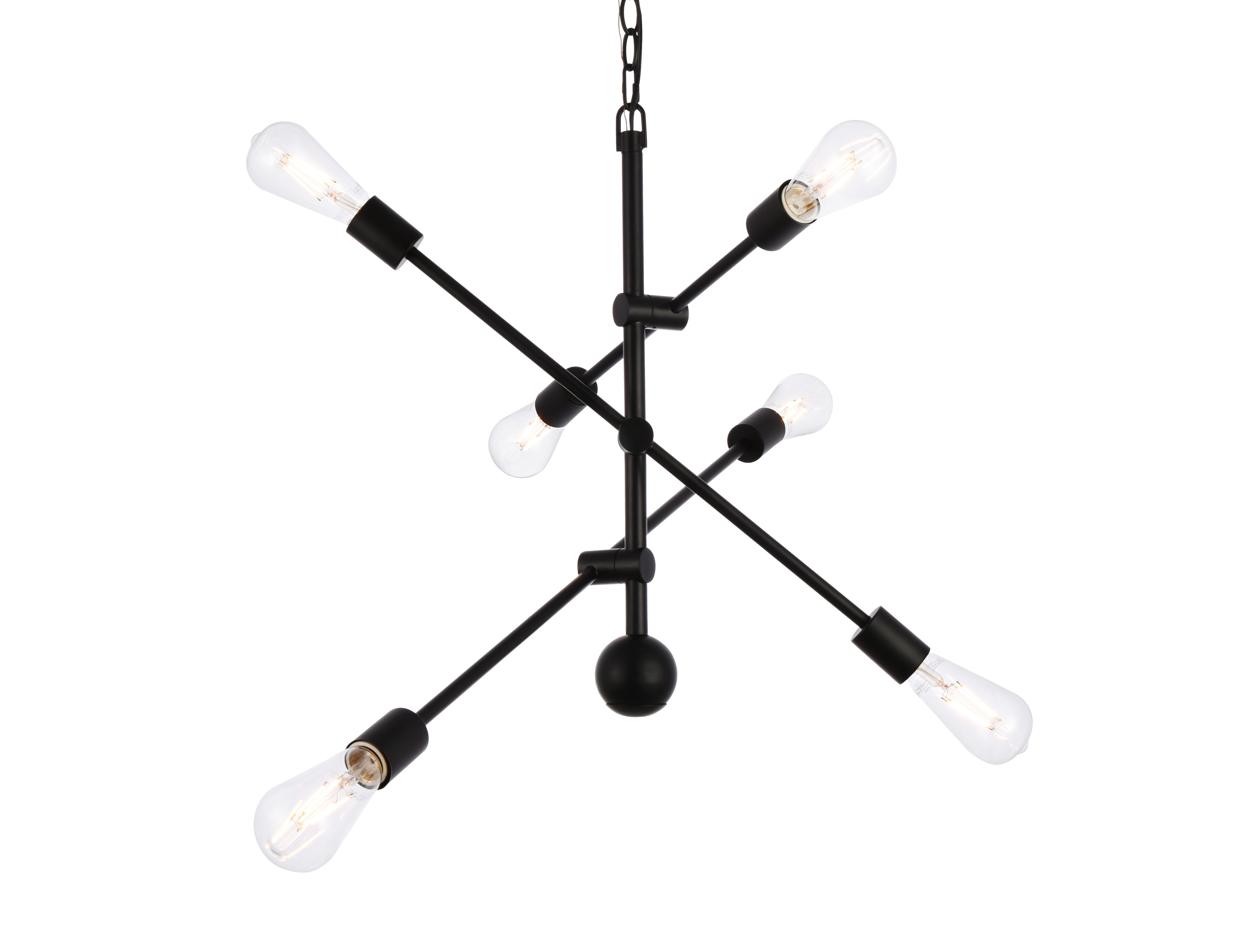 Living District Axel 6 Lights Black Pendant With Chain, , large