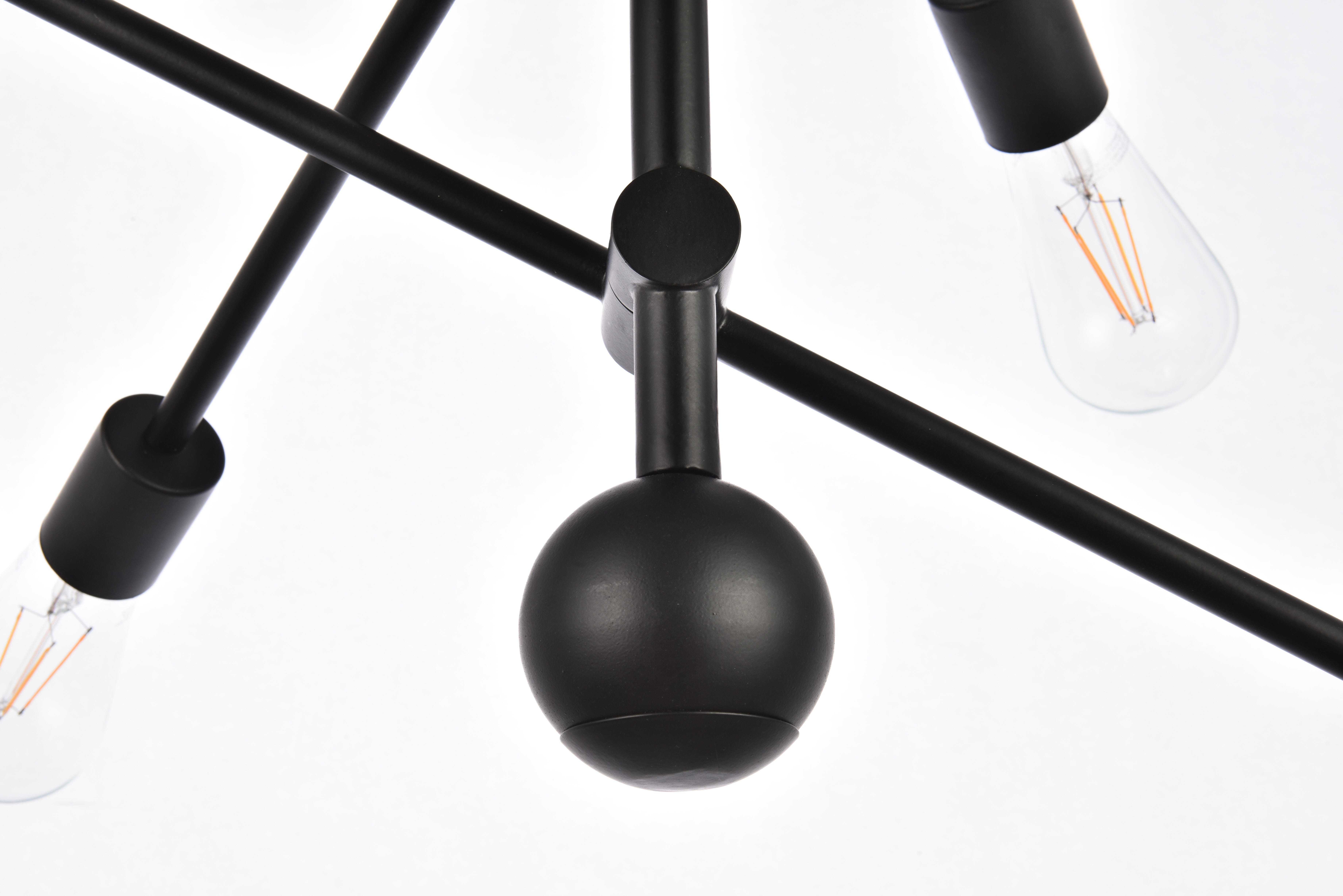 Living District Axel 6 Lights Black Pendant With Chain, , large