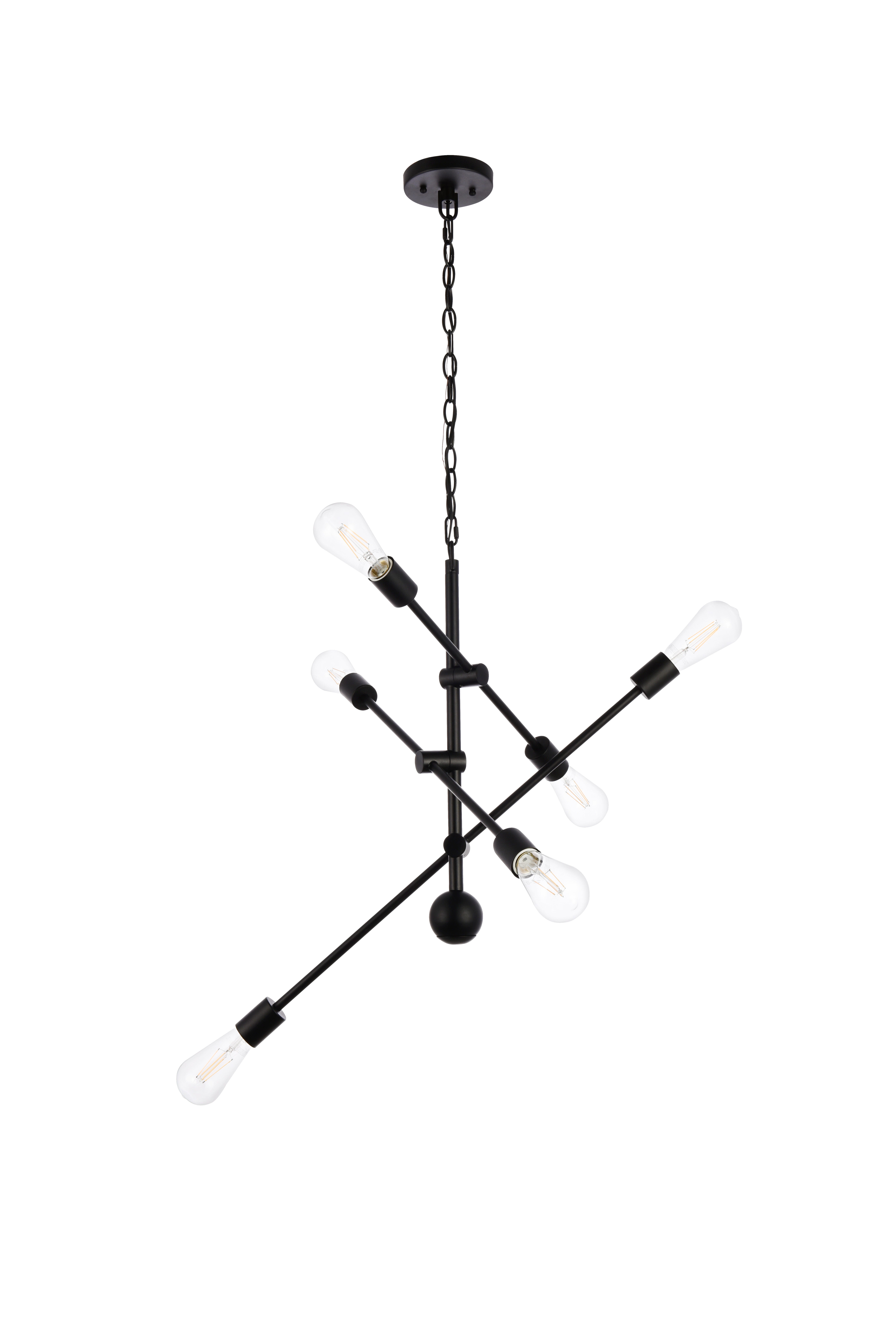 Living District Axel 6 Lights Black Pendant With Chain, , large