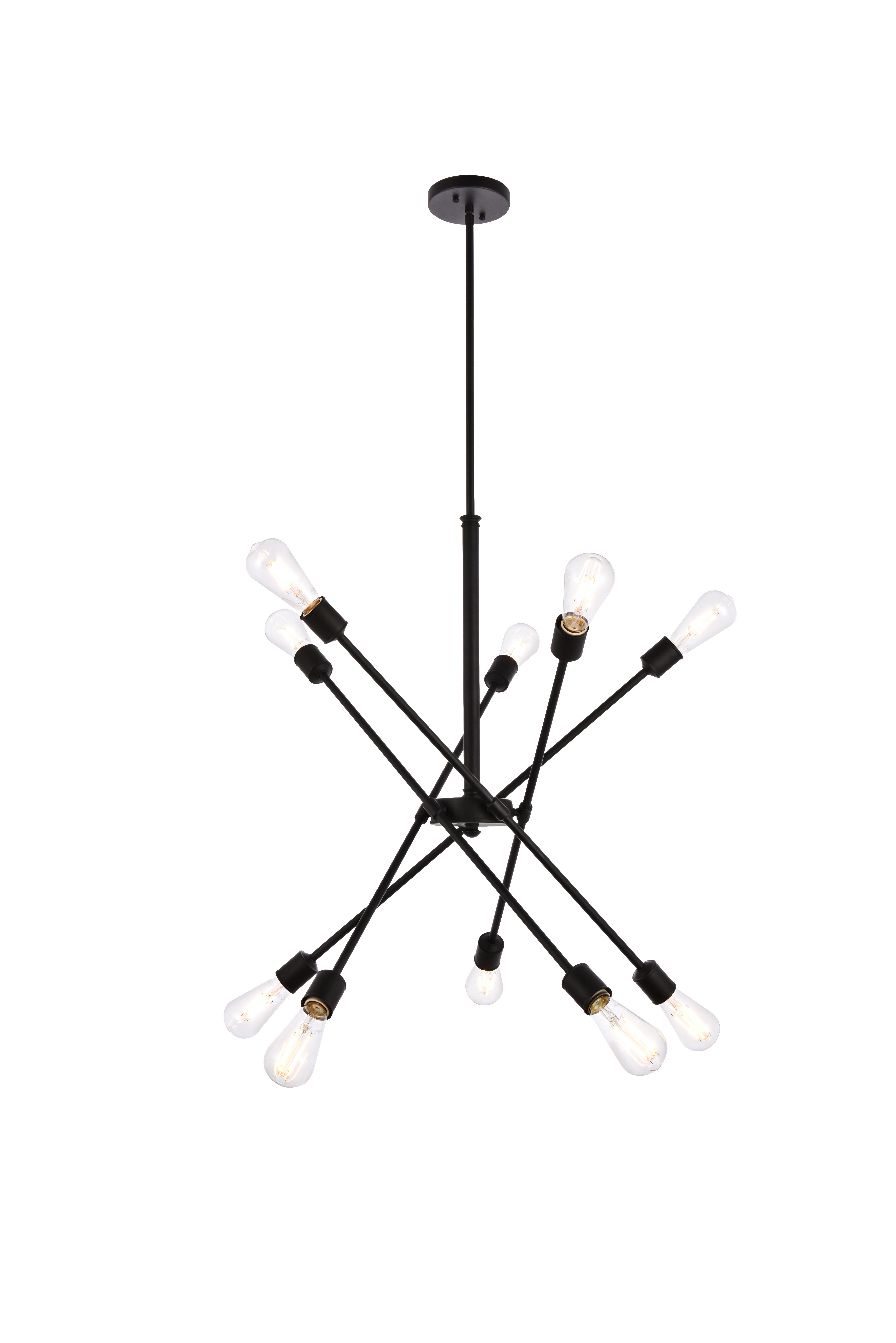 Living District Axel 10 Lights Black Pendant With Hanging Rod, , large