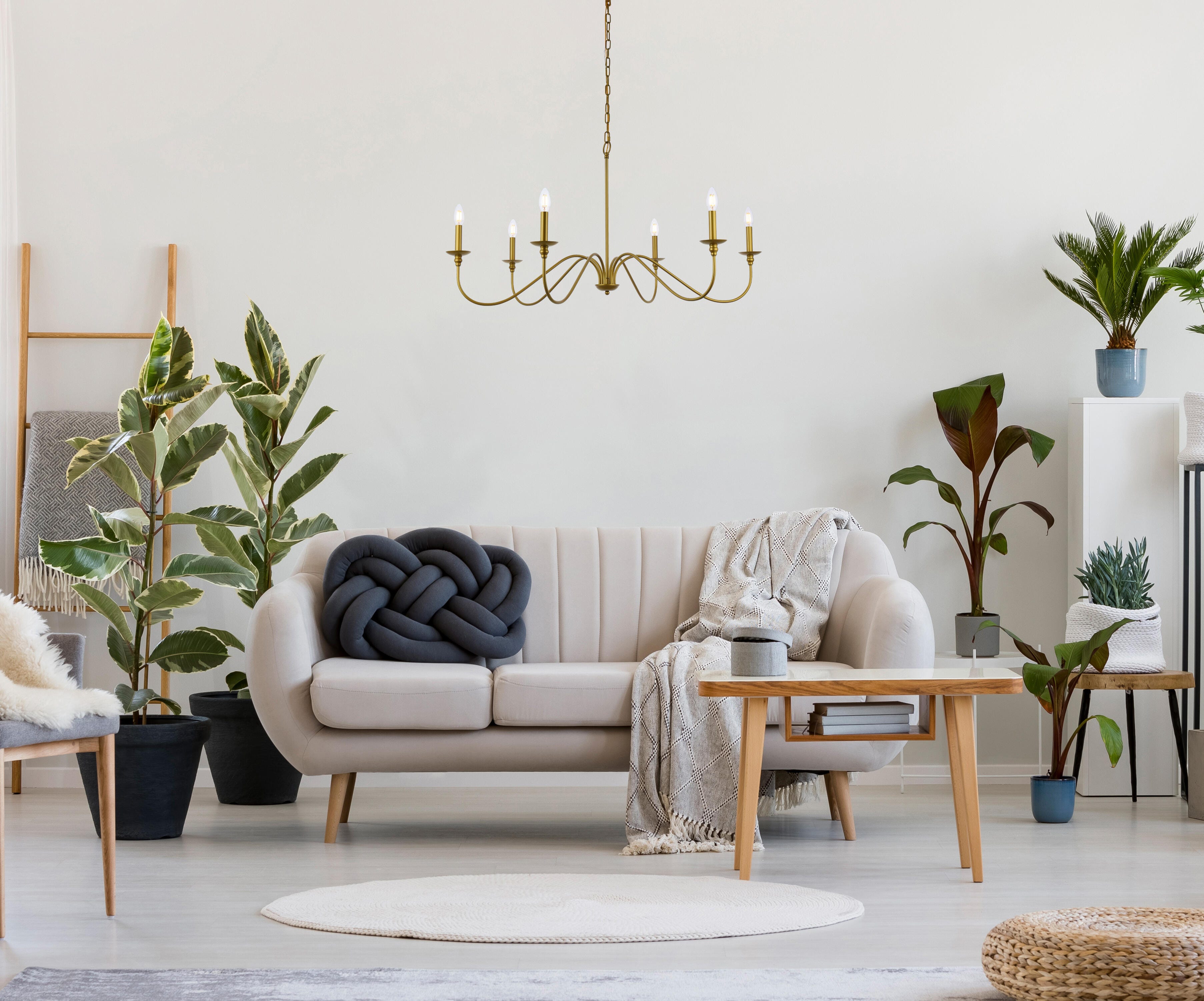 Living District Rohan 42 Inch Chandelier In Brass, Brass, rollover