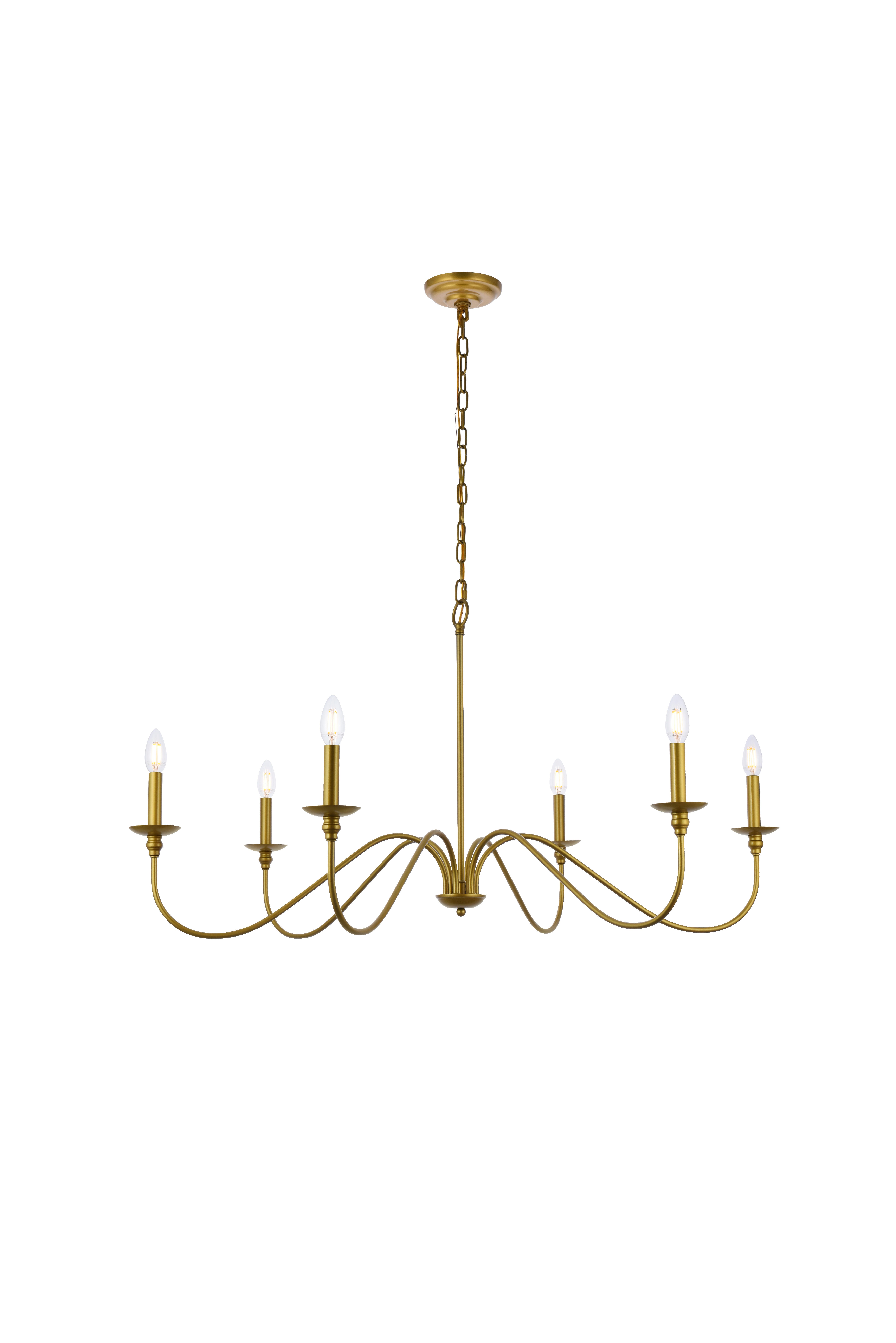Living District Rohan 42 Inch Chandelier In Brass, Brass, large