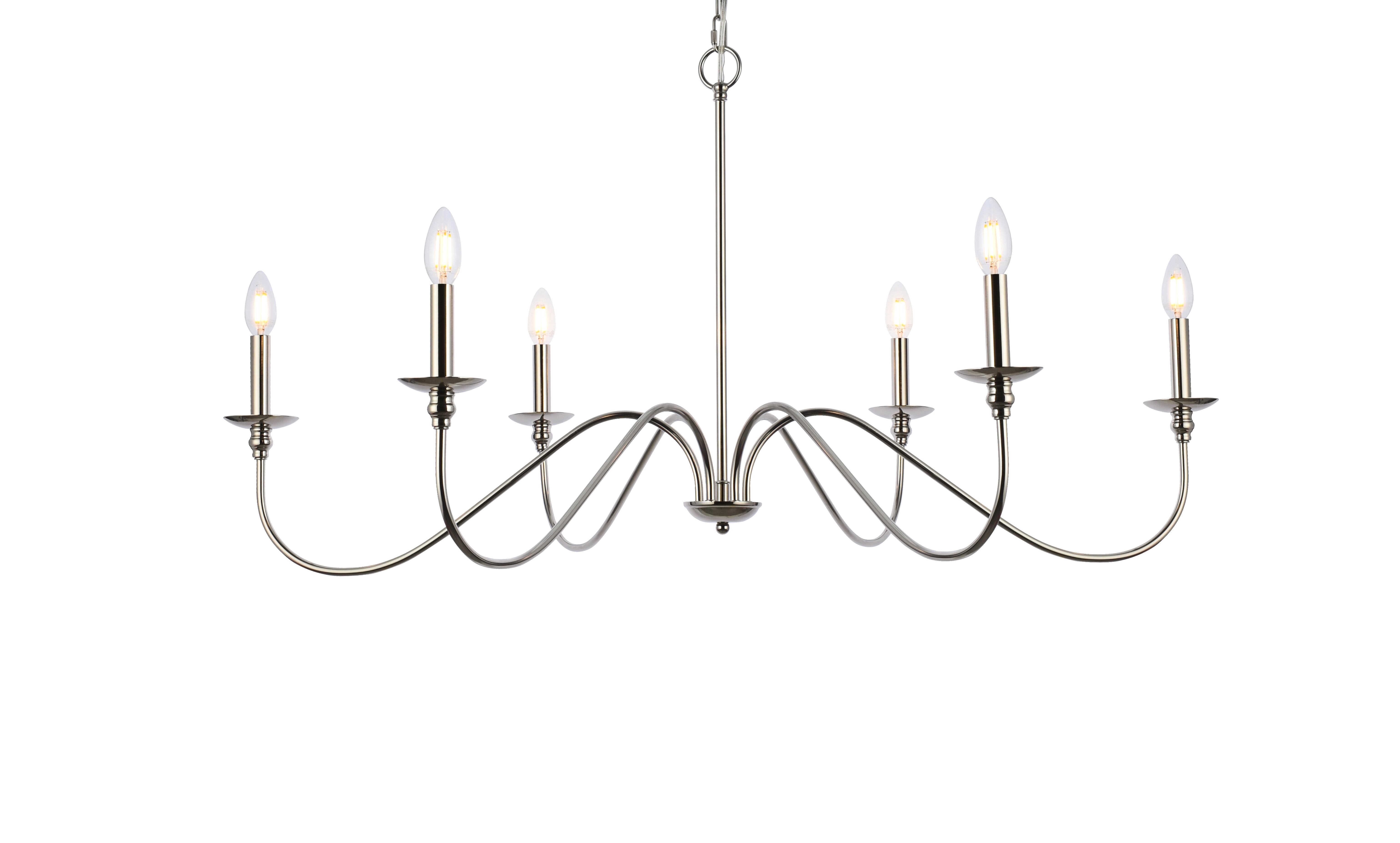 Living District Rohan 42 Inch Chandelier In Polished Nickel, Polished Nickel, large