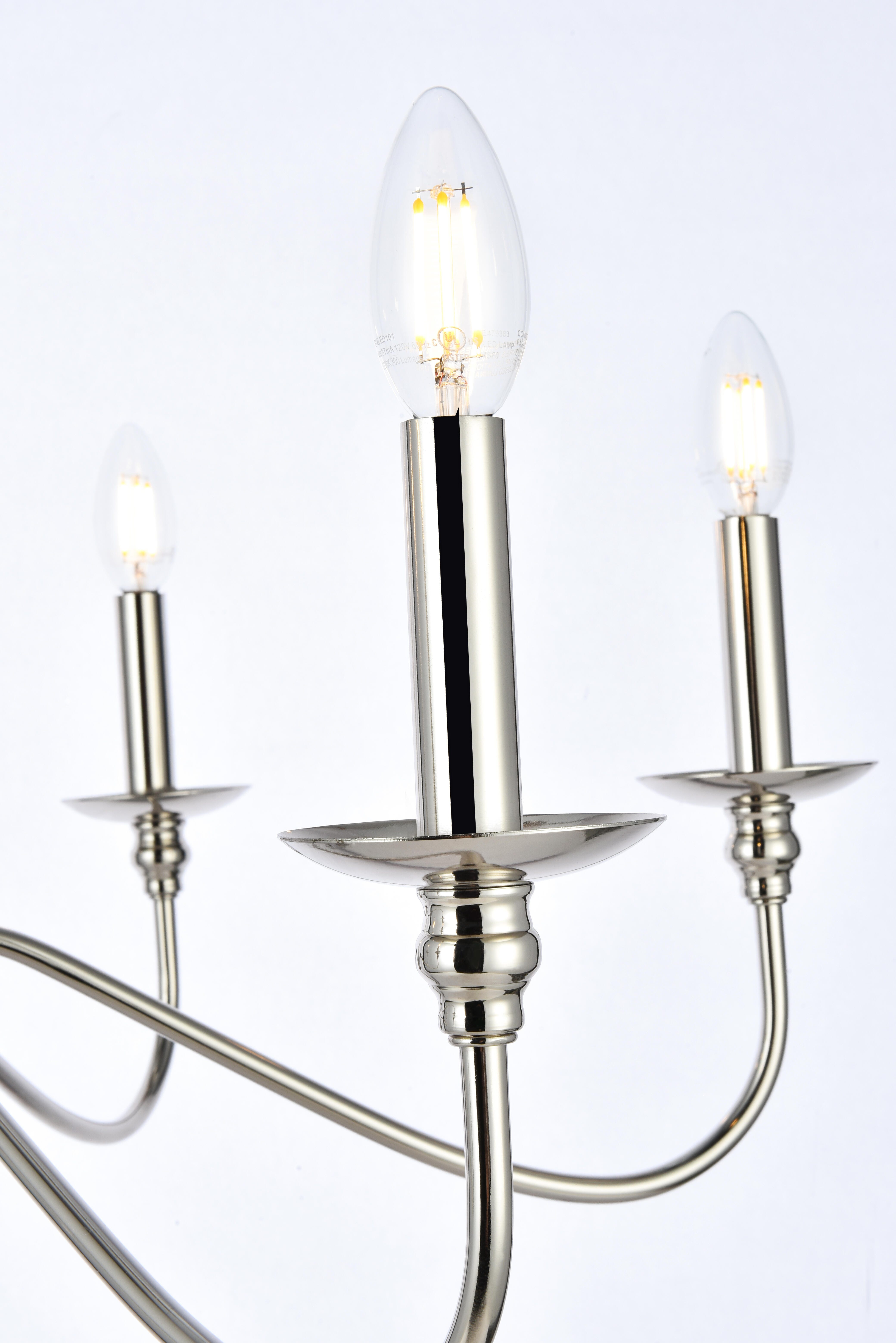 Living District Rohan 42 Inch Chandelier In Polished Nickel, Polished Nickel, large