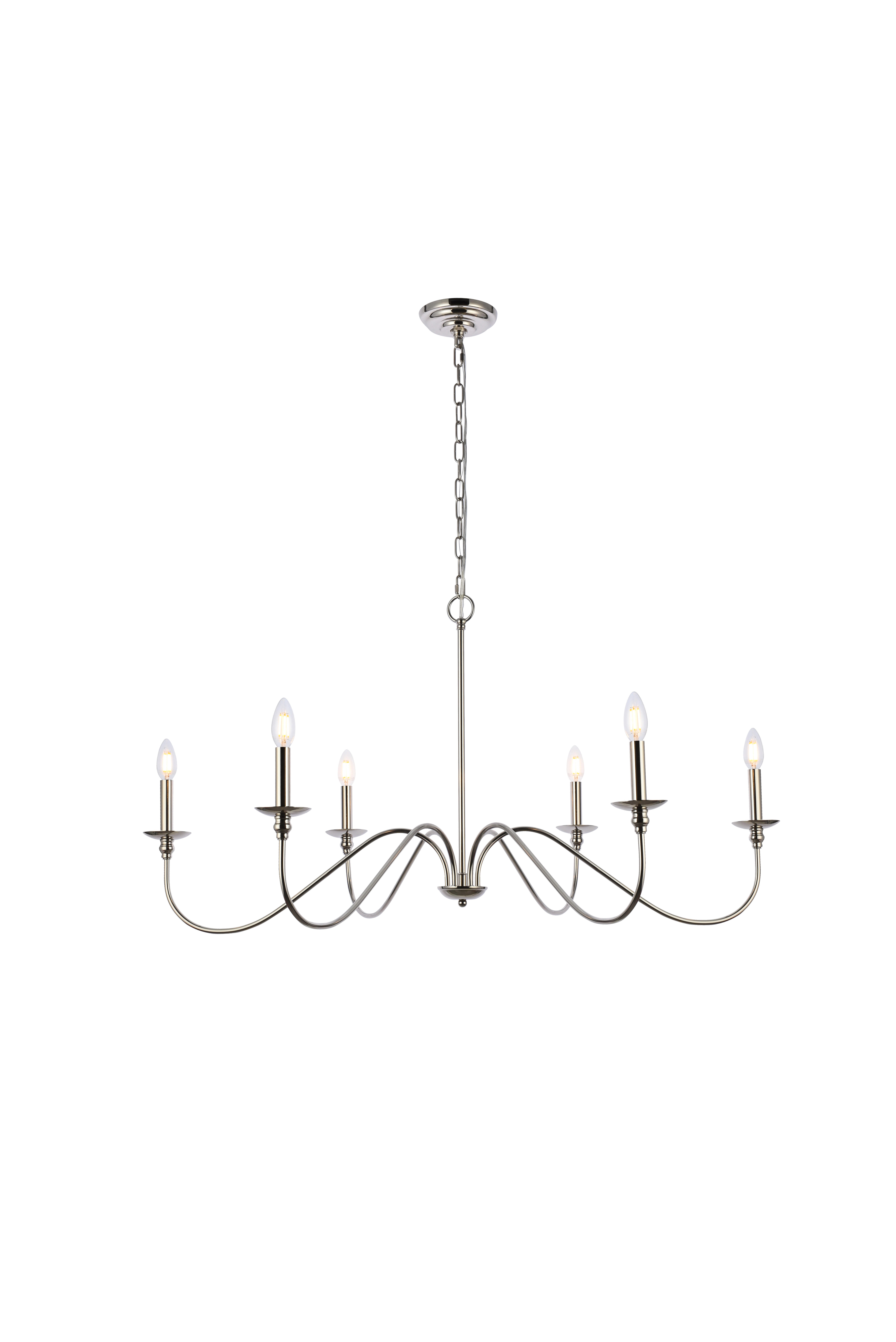 Living District Rohan 42 Inch Chandelier In Polished Nickel, Polished Nickel, large