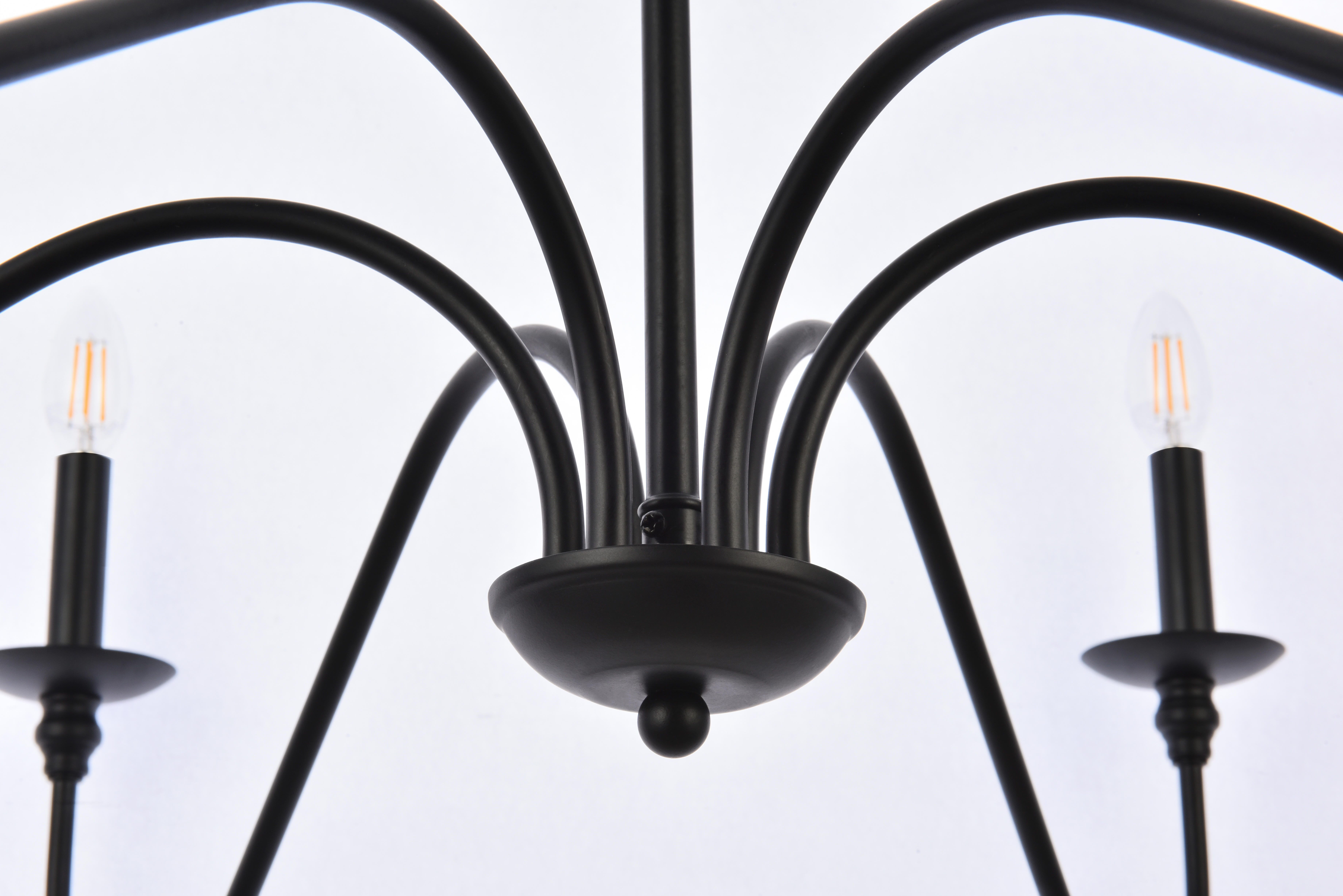 Living District Rohan Chandelier, Matte Black, large