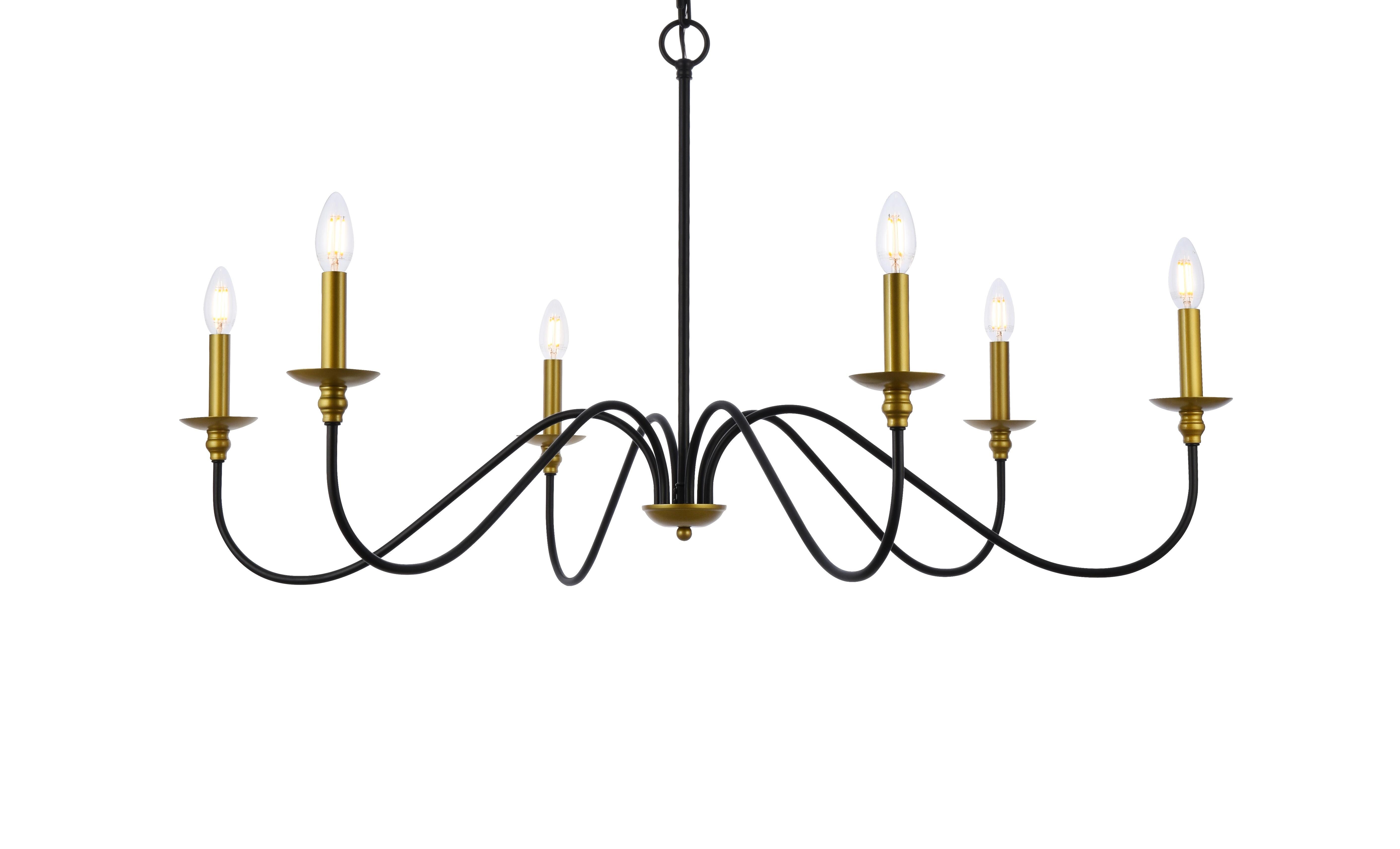 Living District Rohan 42 Inch Chandelier In Matte Black And Brass, Brass/Black, large