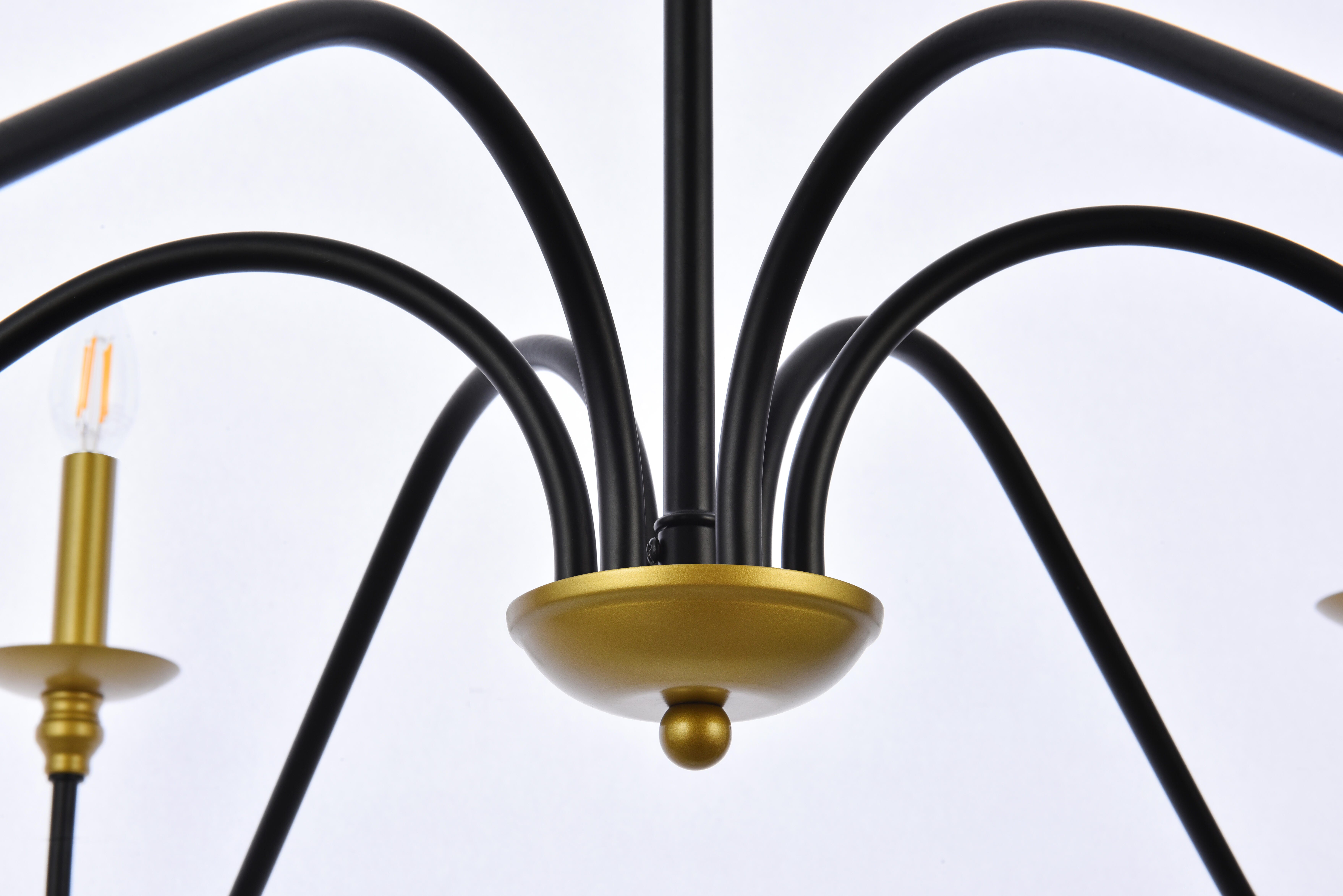 Living District Rohan 42 Inch Chandelier In Matte Black And Brass, Brass/Black, large