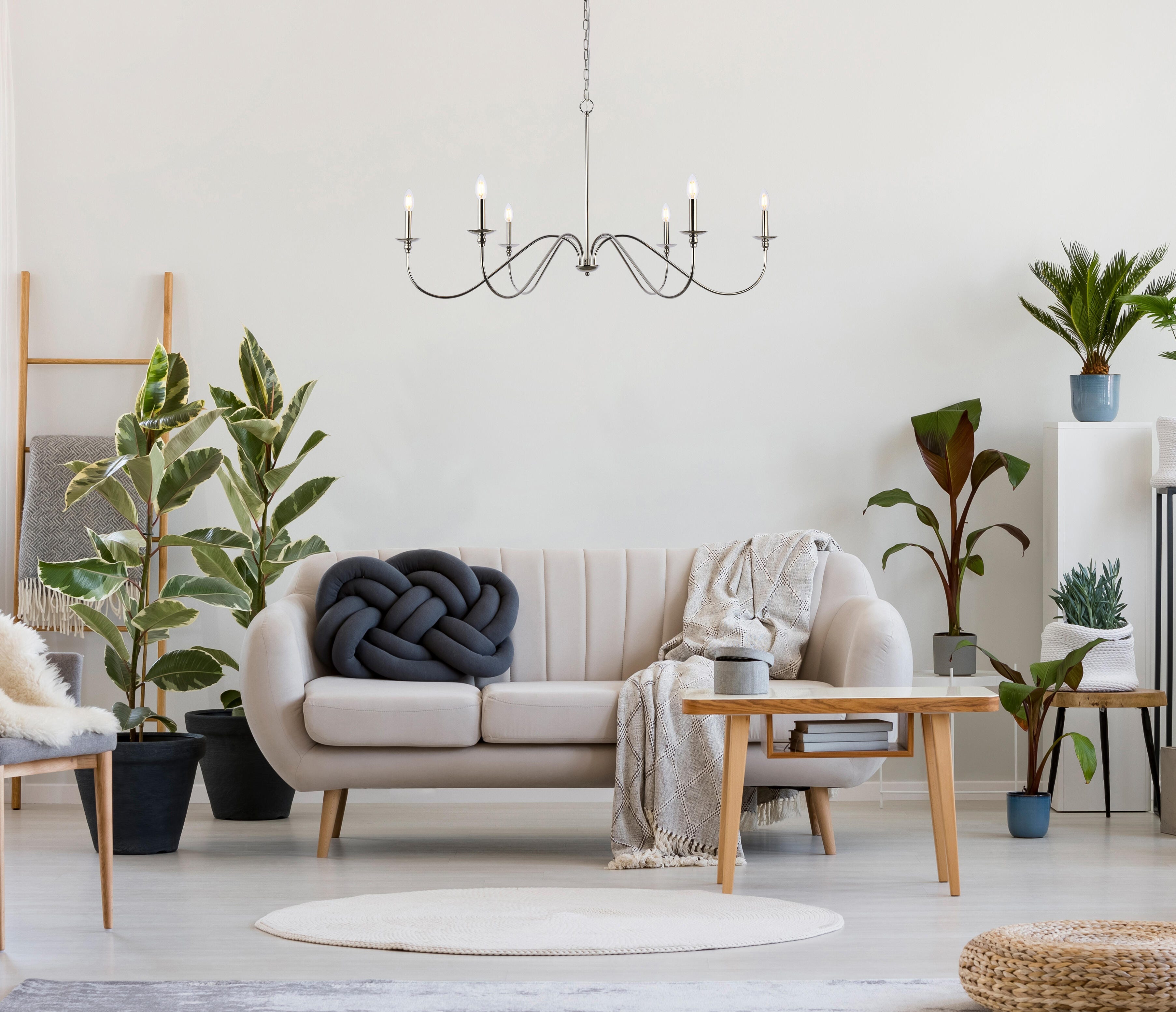 Living District Rohan 48 Inch Chandelier In Polished Nickel, Polished Nickel, rollover