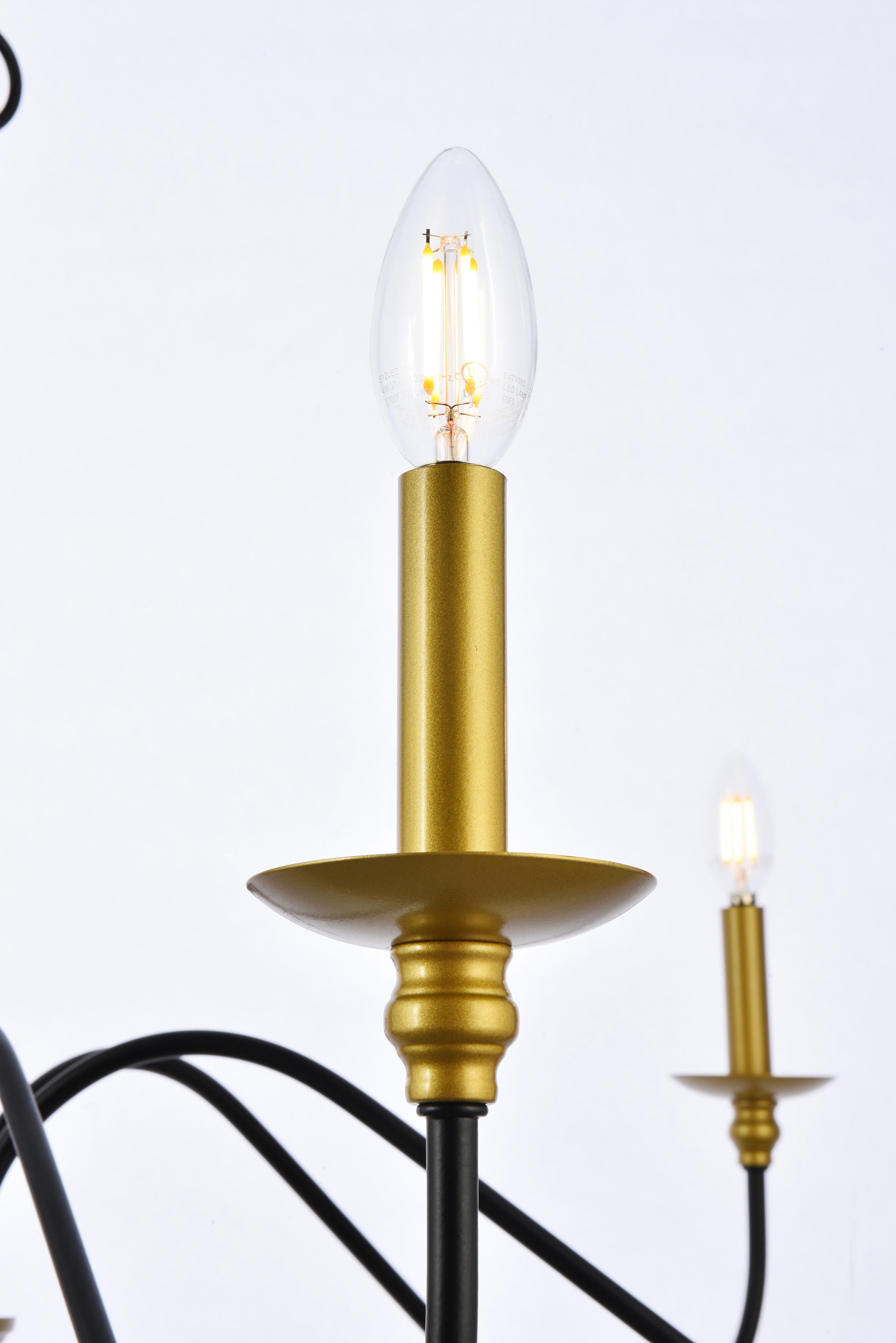 Living District Rohan 48 Inch Chandelier In Matte Black And Brass, Brass/Black, large
