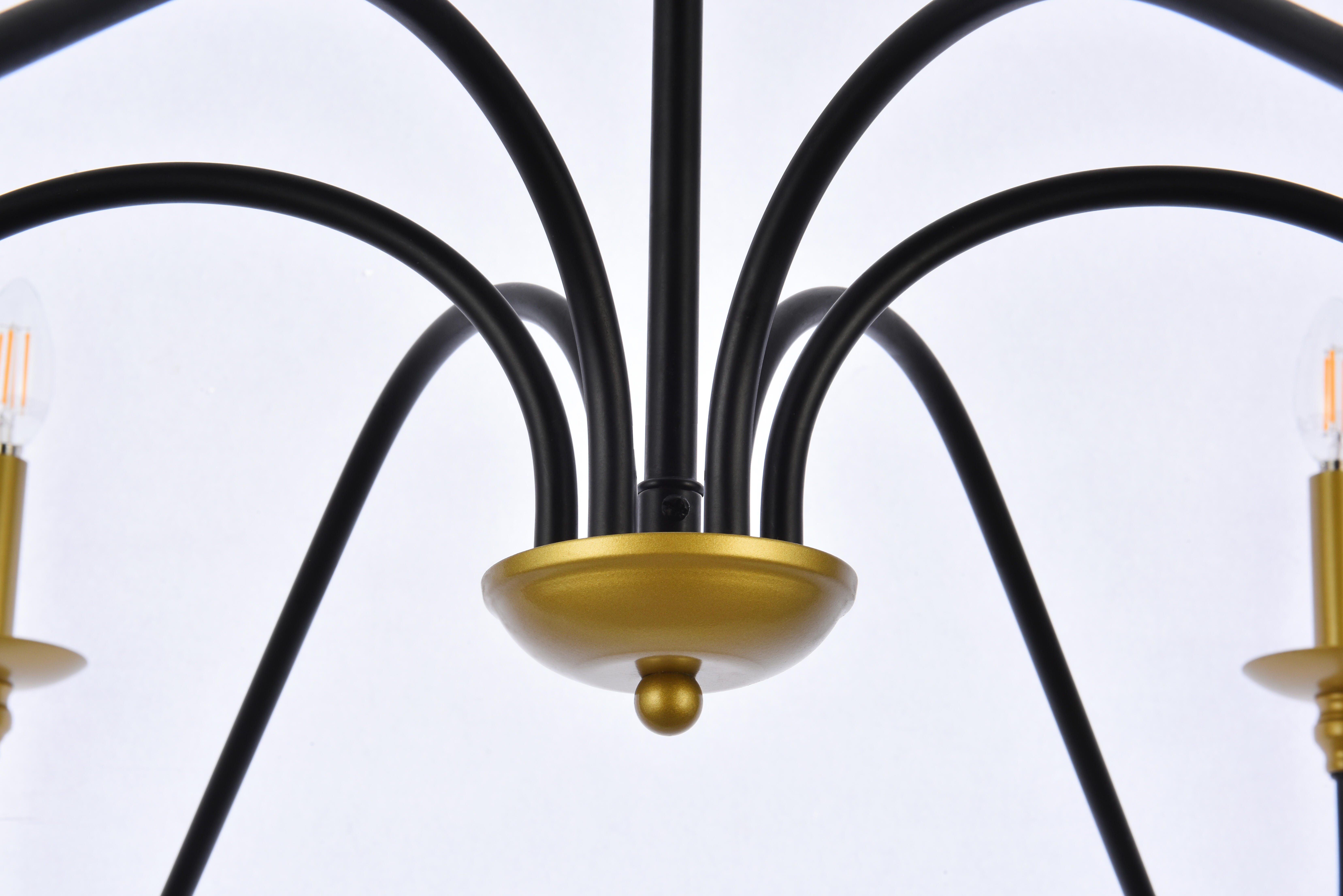 Living District Rohan 48 Inch Chandelier In Matte Black And Brass, Brass/Black, large