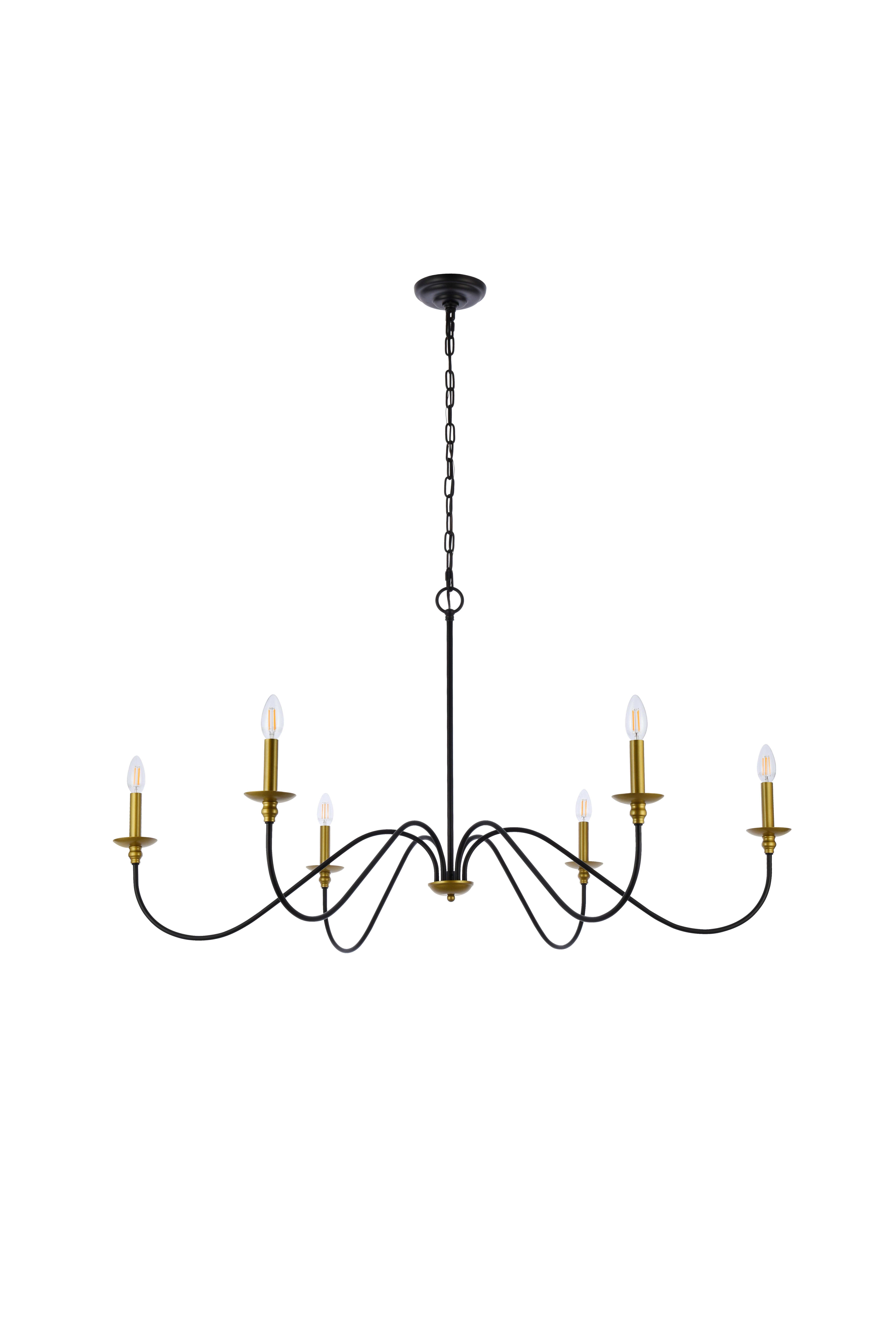 Living District Rohan 48 Inch Chandelier In Matte Black And Brass, Brass/Black, large