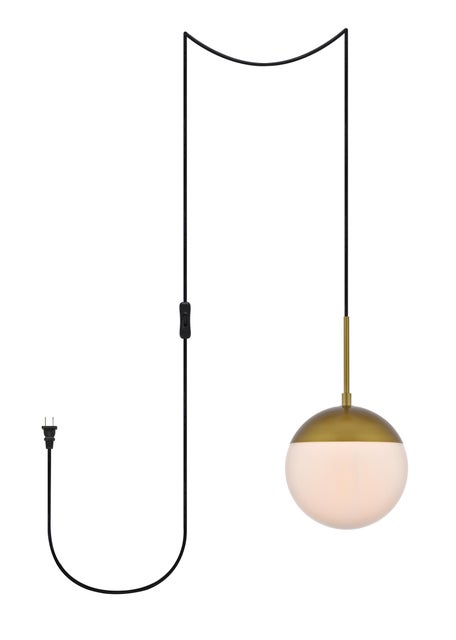 Eclipse 1 Light Pendant, Brass/Frosted White