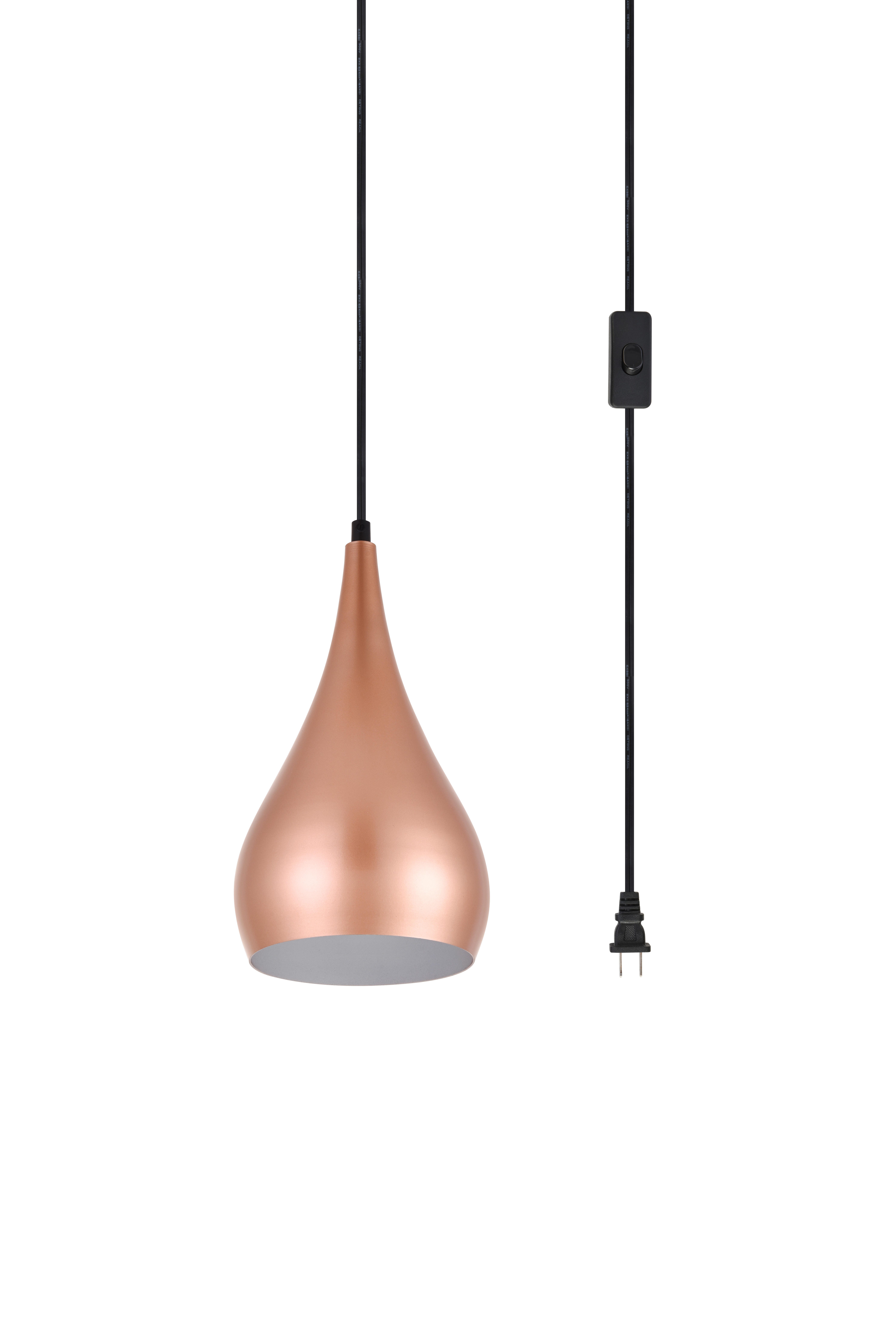 Living District Nora 1 Light Honey Gold Plug-In Pendant, Honey Gold, large