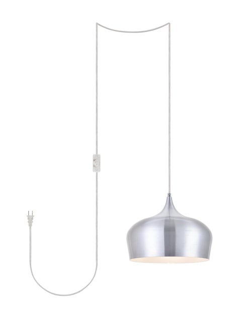 Living District Nora 1 Light Burnished Nickel Plug-In Pendant, Burnished Nickel