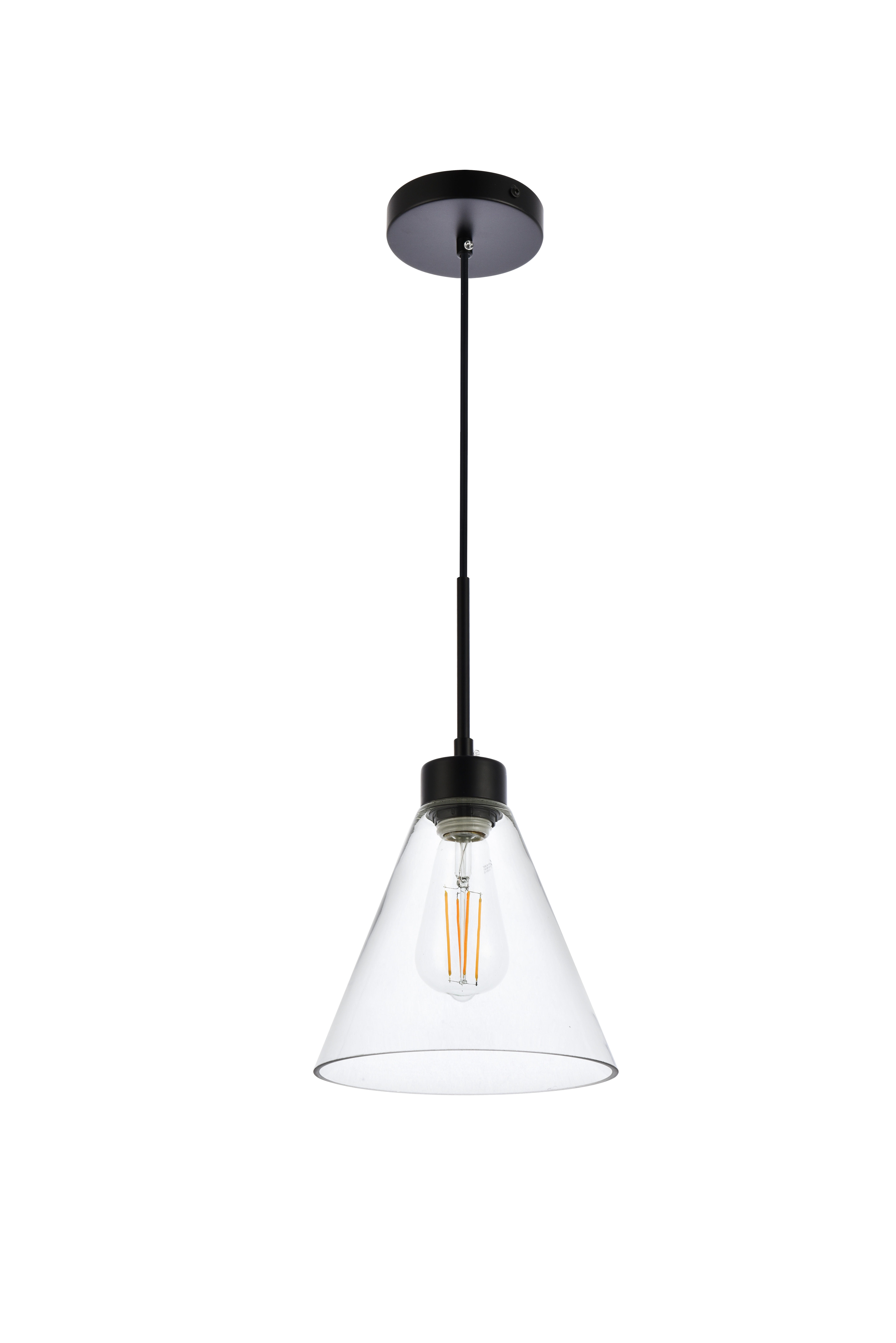 Living District Mera 1 Light Black Pendant, Black/Clear, large