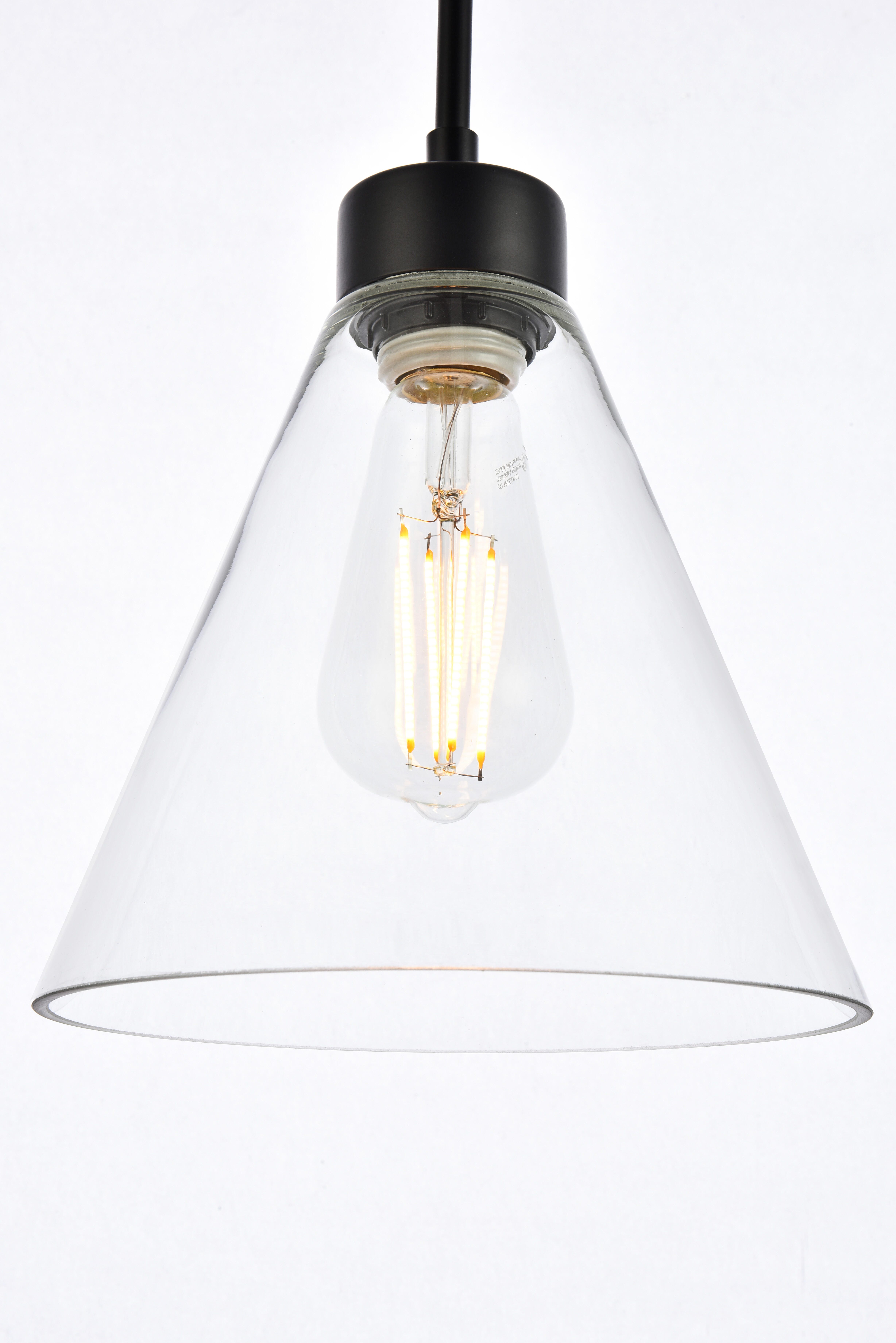 Living District Mera 1 Light Black Pendant, Black/Clear, large
