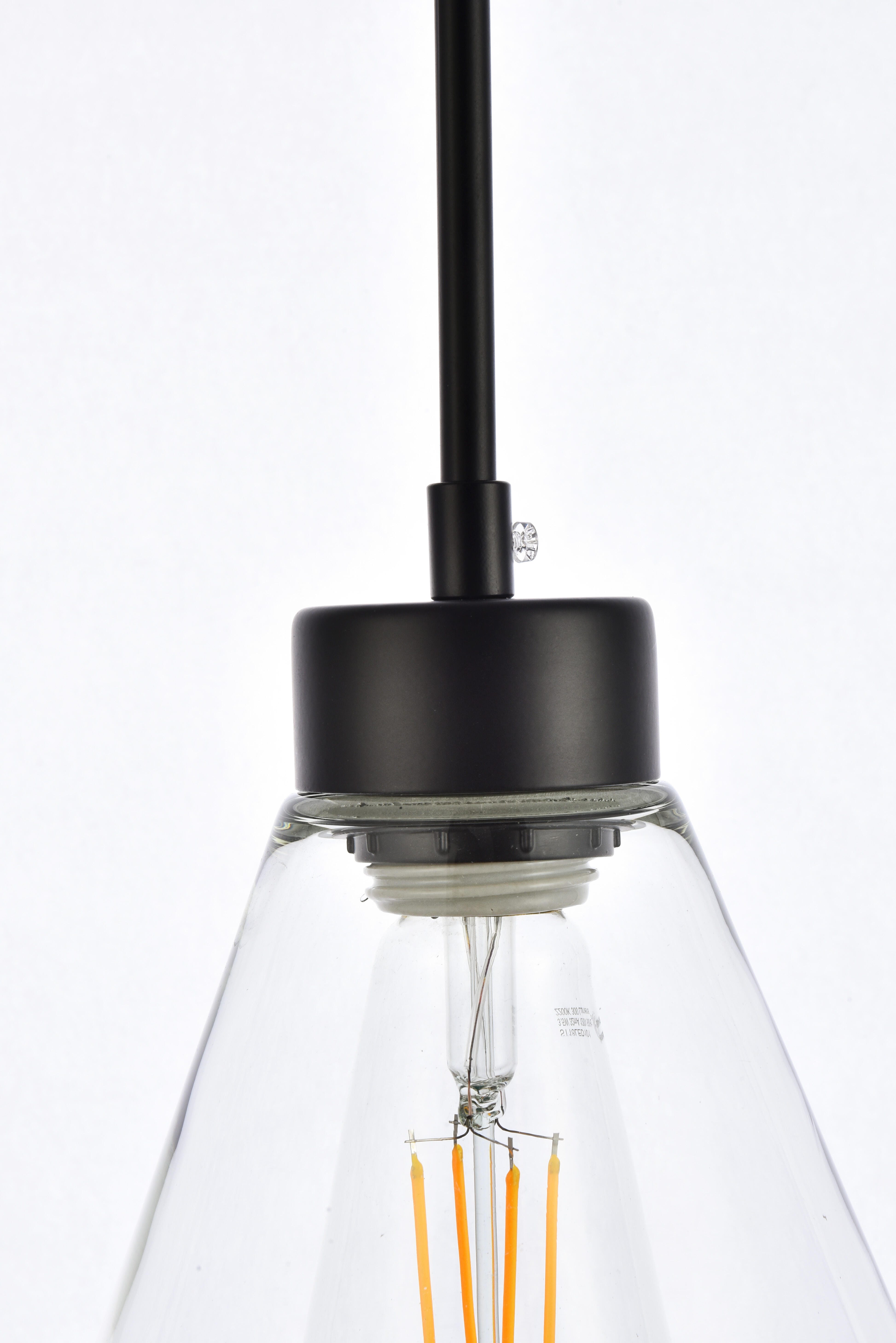 Living District Mera 1 Light Black Pendant, Black/Clear, large