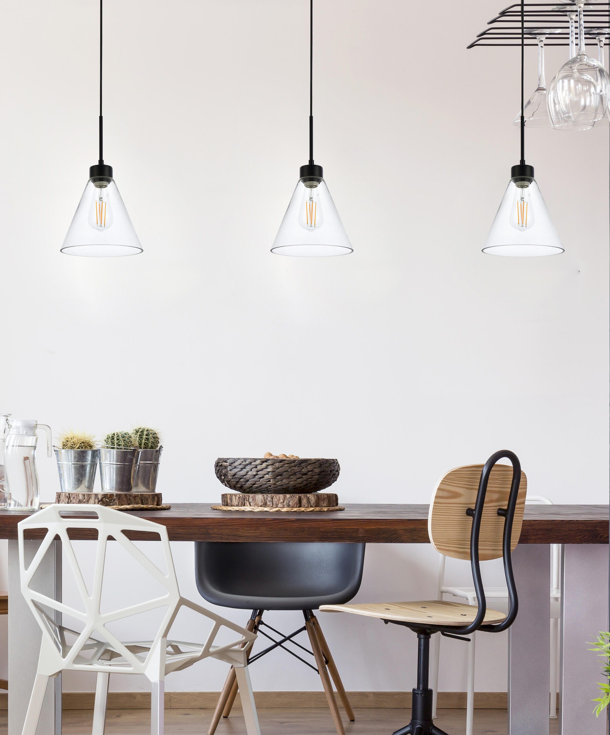 Living District Mera 1 Light Black Pendant, Black/Clear, large