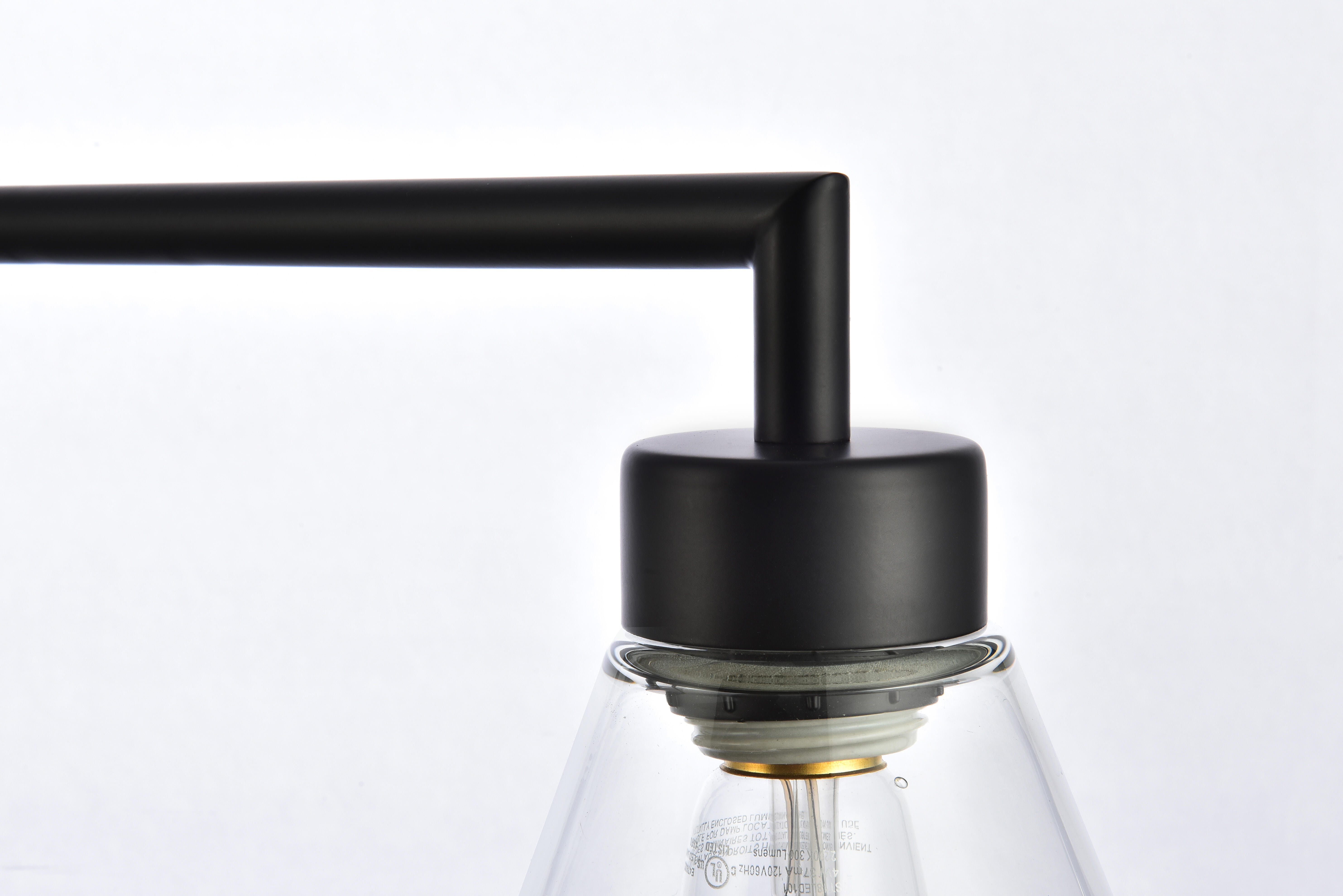 Living District Mera 3 Lights Black Pendant, Black/Clear, large
