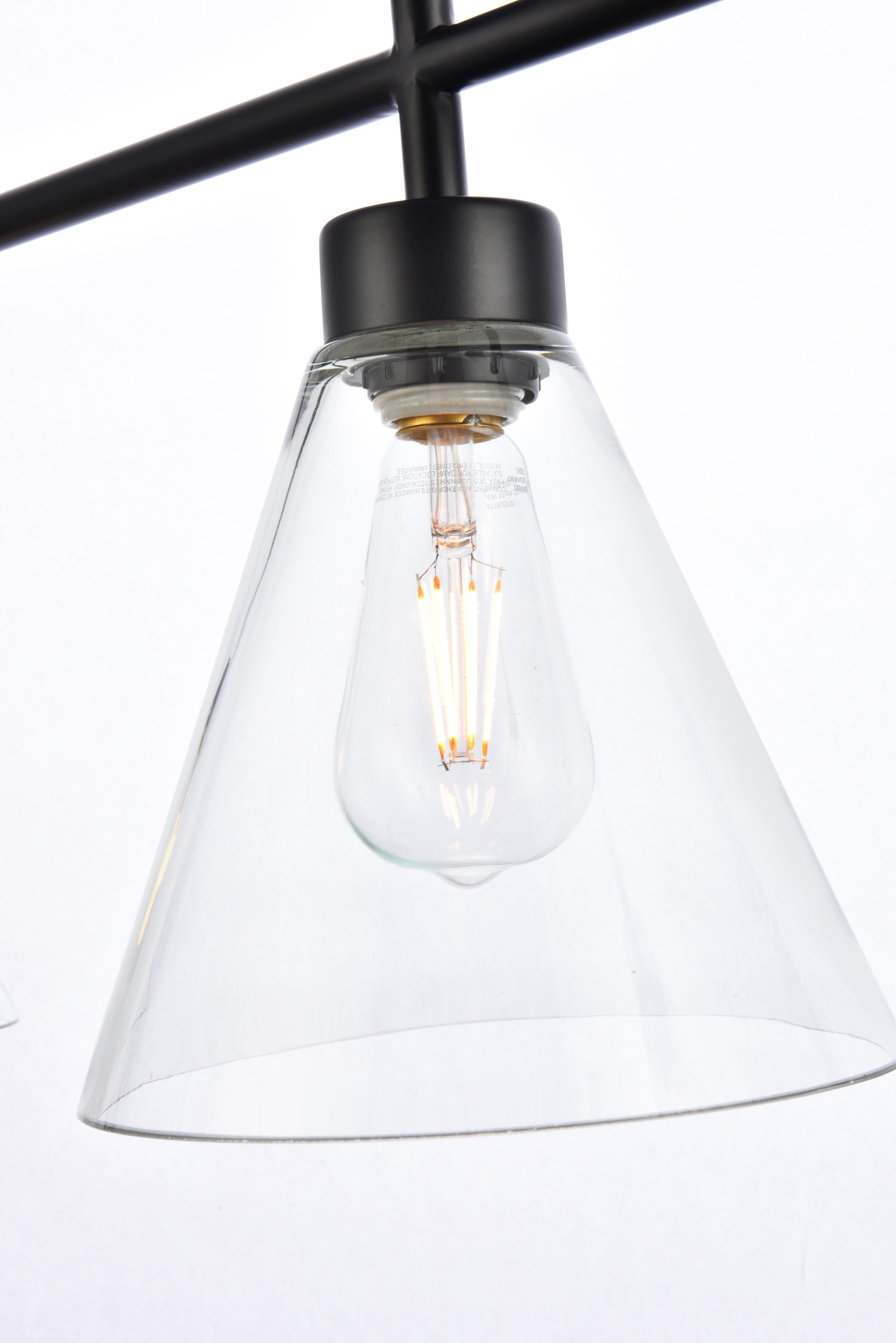 Living District Mera 3 Lights Black Pendant, Black/Clear, large