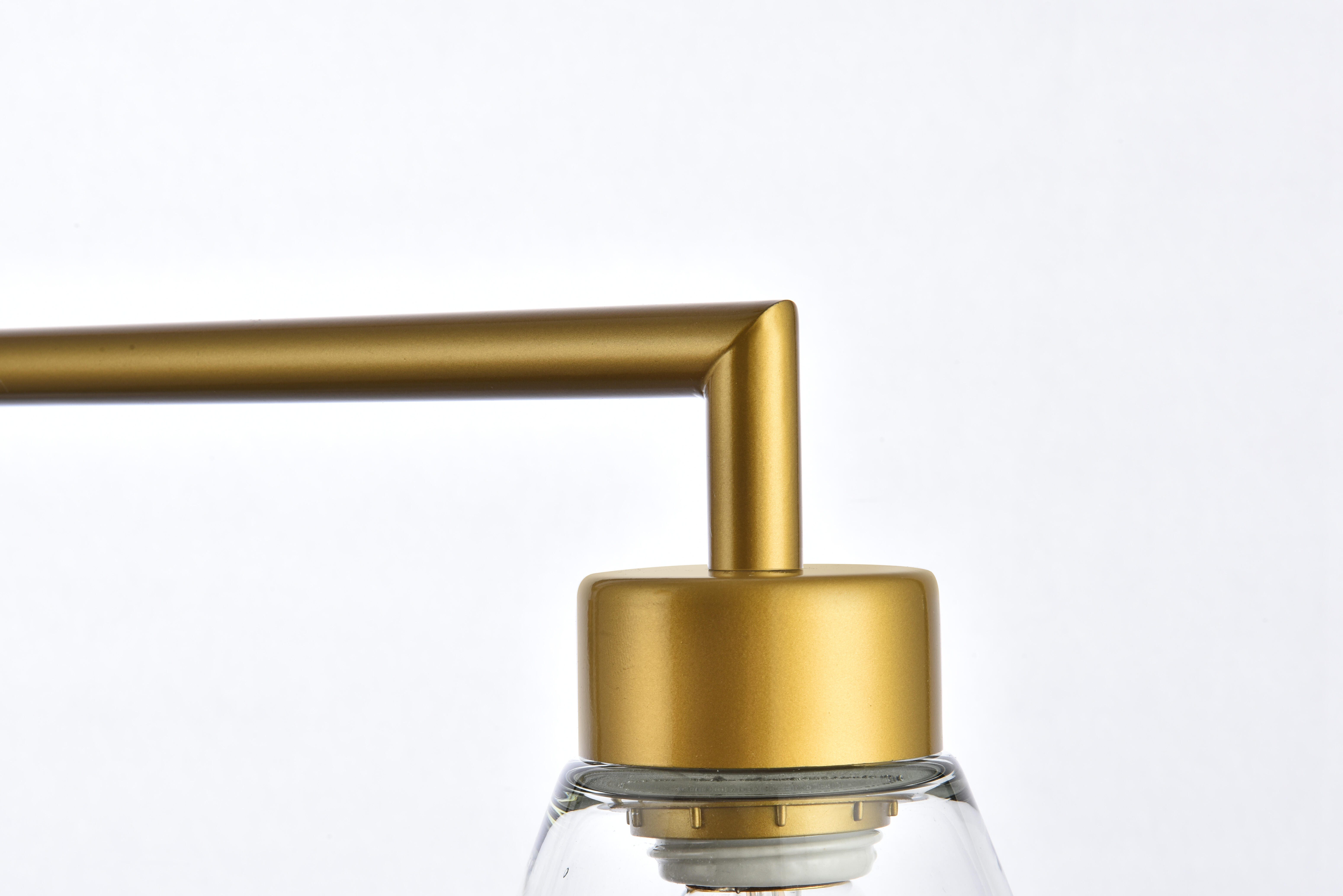 Living District Mera 3 Lights Brass Pendant, Brass/Clear, large