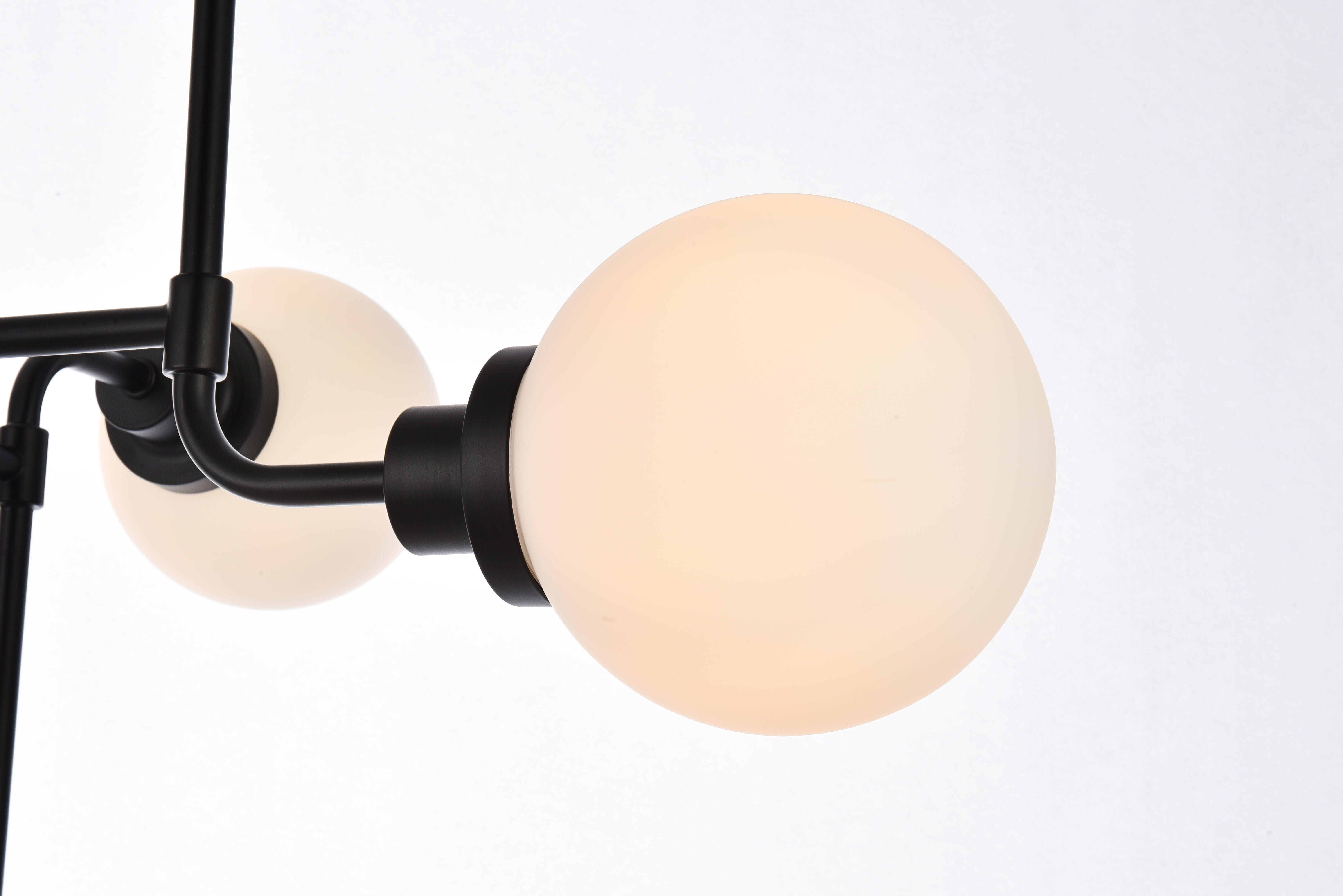 Living District Hanson 8 Lights Pendant In Black With Frosted Shade, Black, large