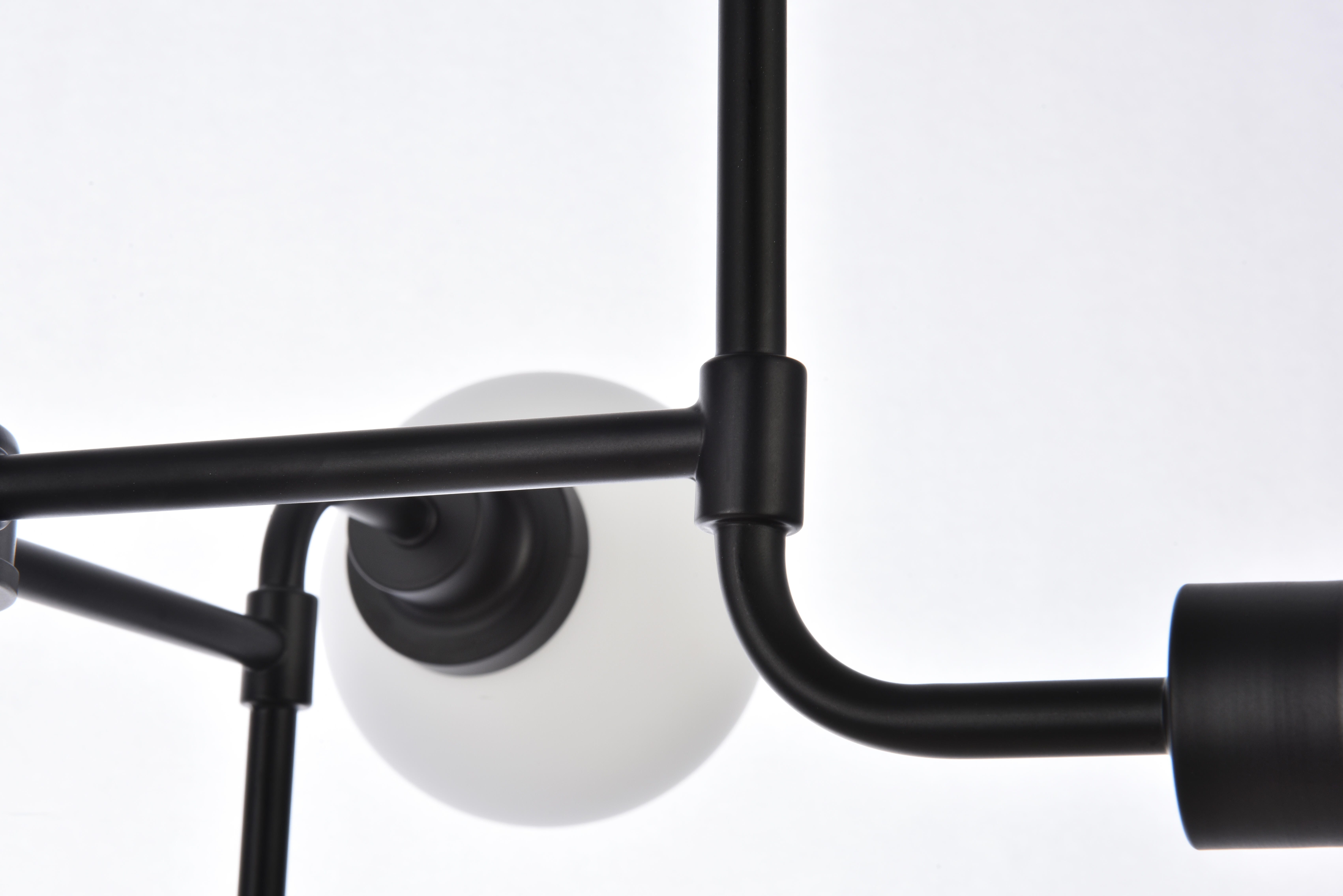 Living District Hanson 8 Lights Pendant In Black With Frosted Shade, Black, large