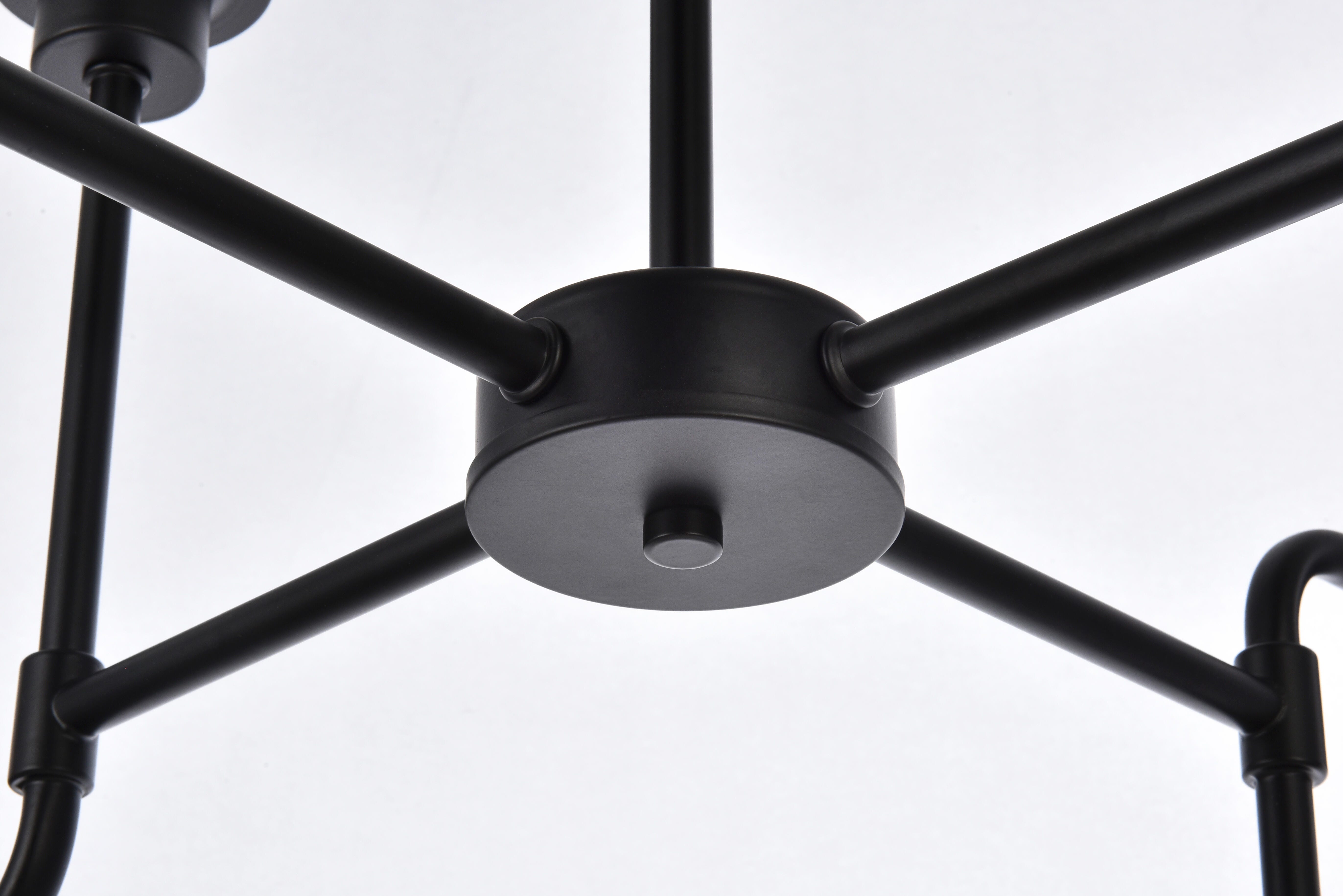 Living District Hanson 8 Lights Pendant In Black With Frosted Shade, Black, large