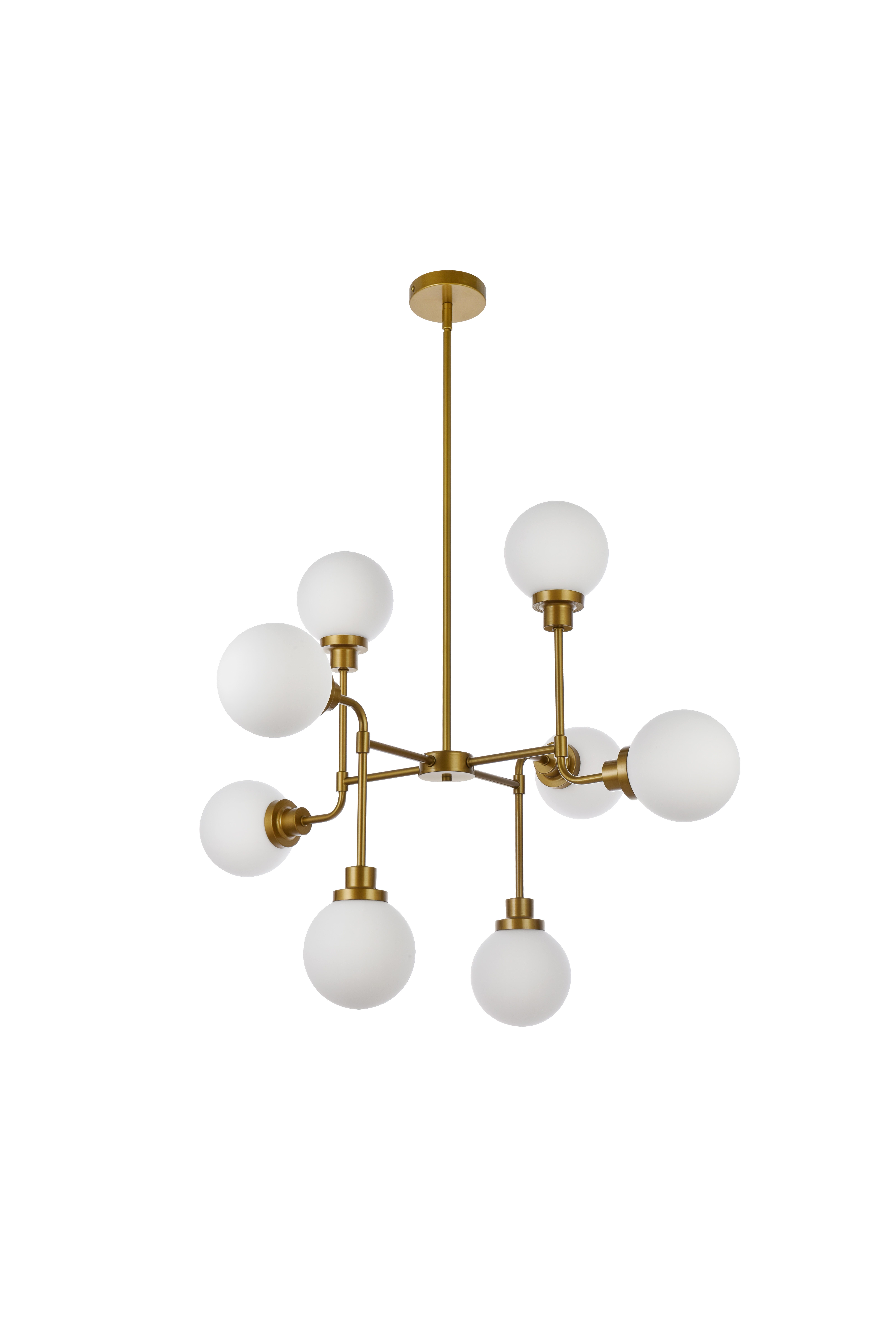 Living District Hanson 8 Lights Pendant In Brass With Frosted Shade, , large