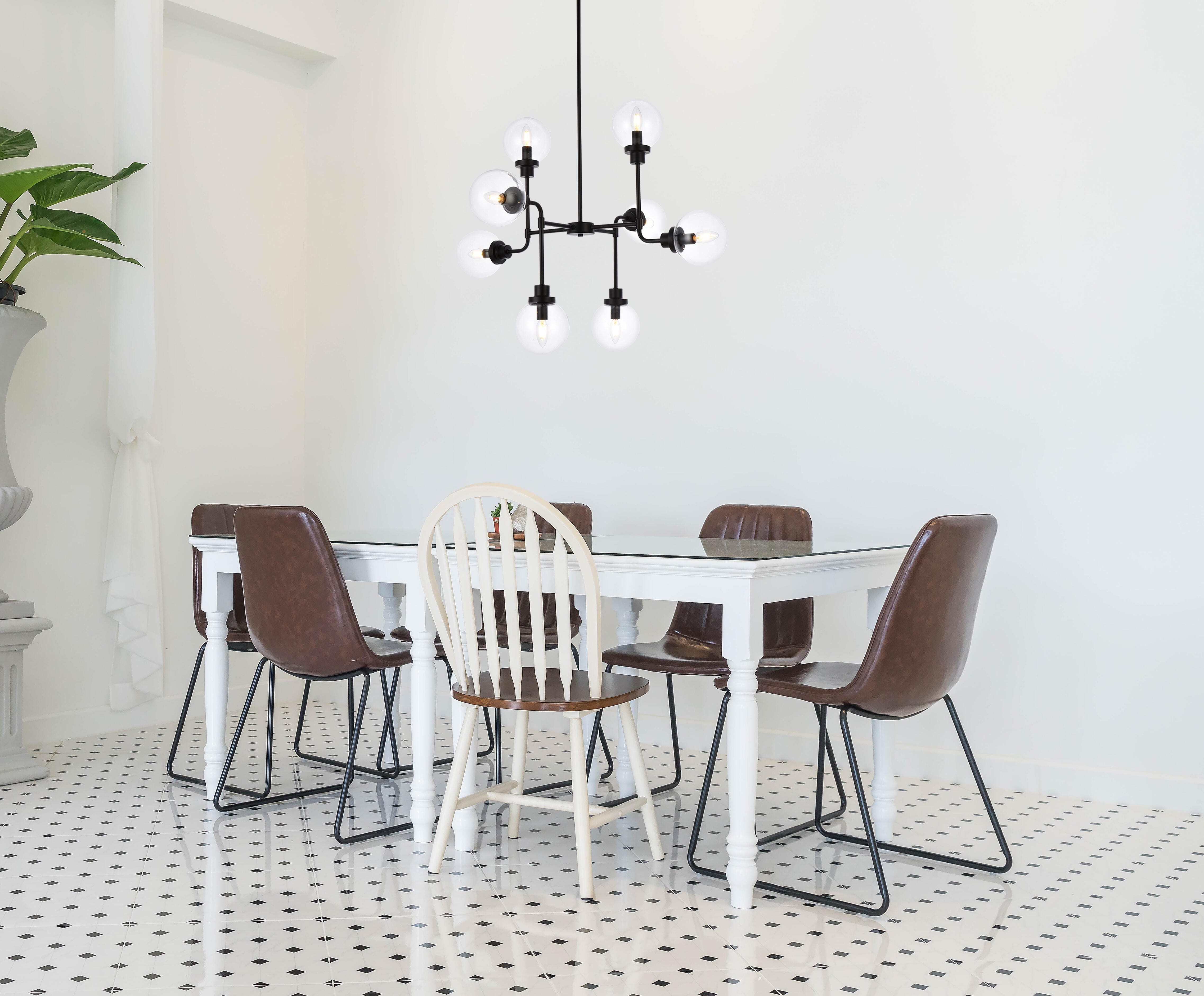 Living District Hanson 8 Lights Pendant In Black With Clear Shade, , rollover