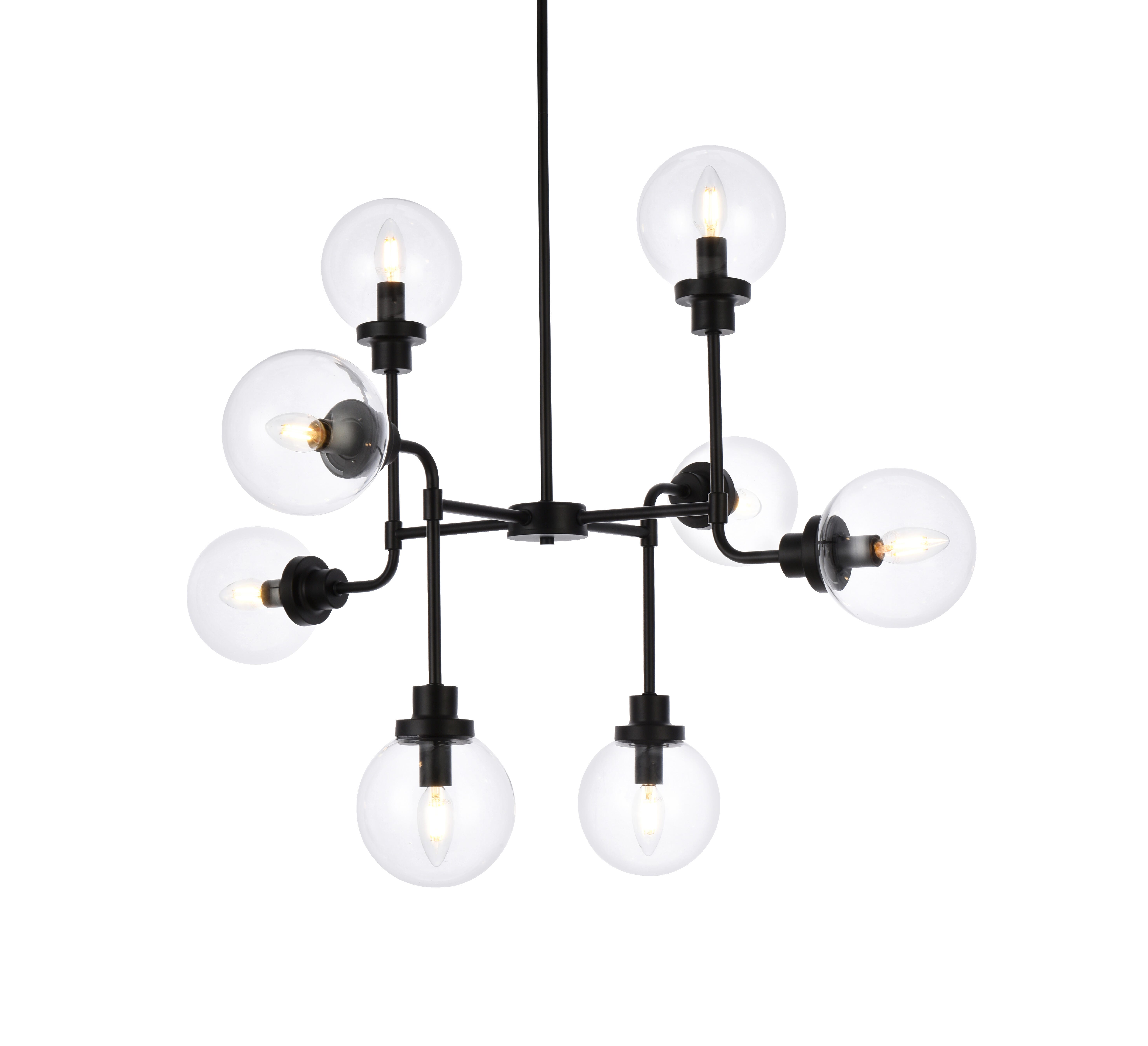 Living District Hanson 8 Lights Pendant In Black With Clear Shade, , large