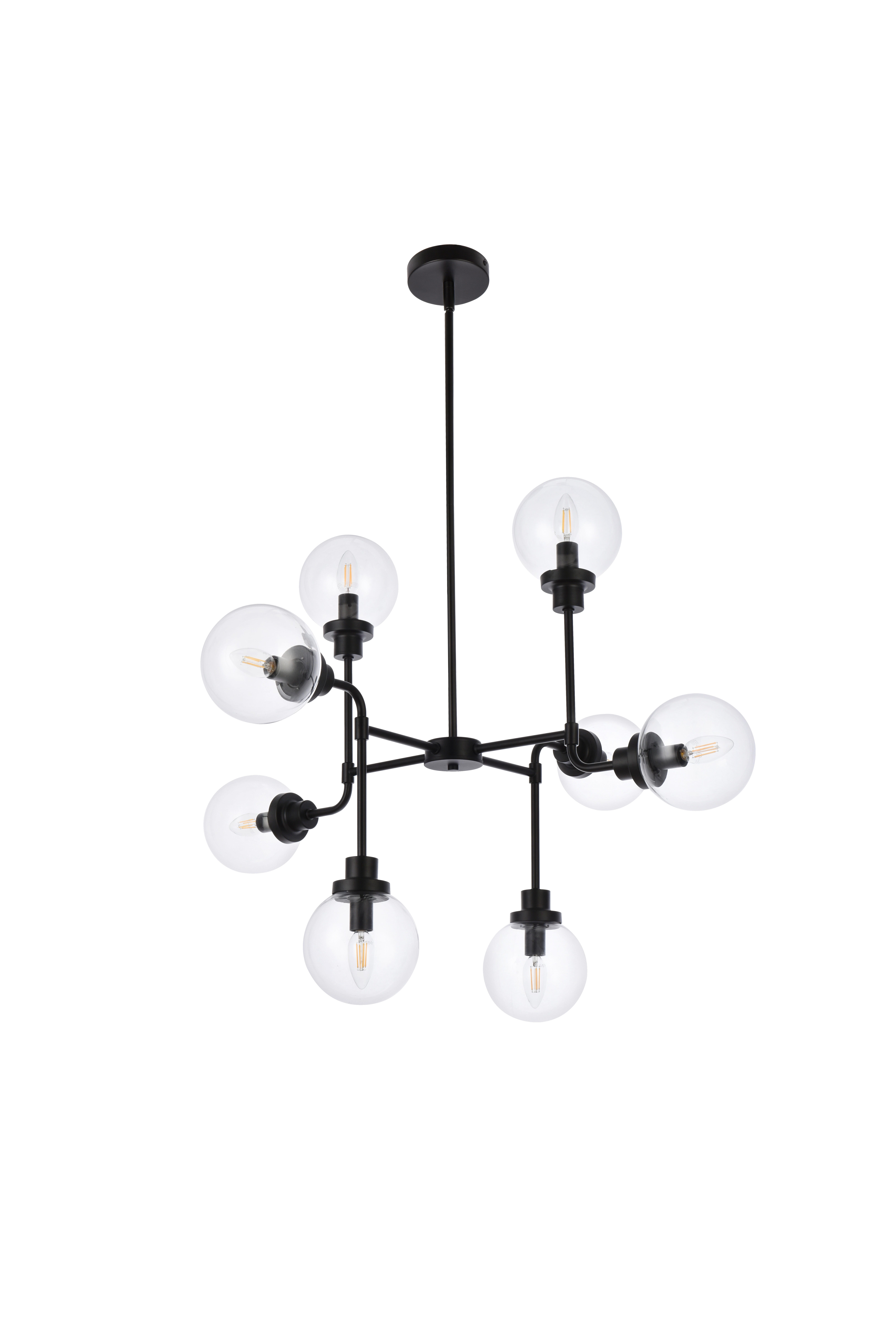 Living District Hanson 8 Lights Pendant In Black With Clear Shade, , large