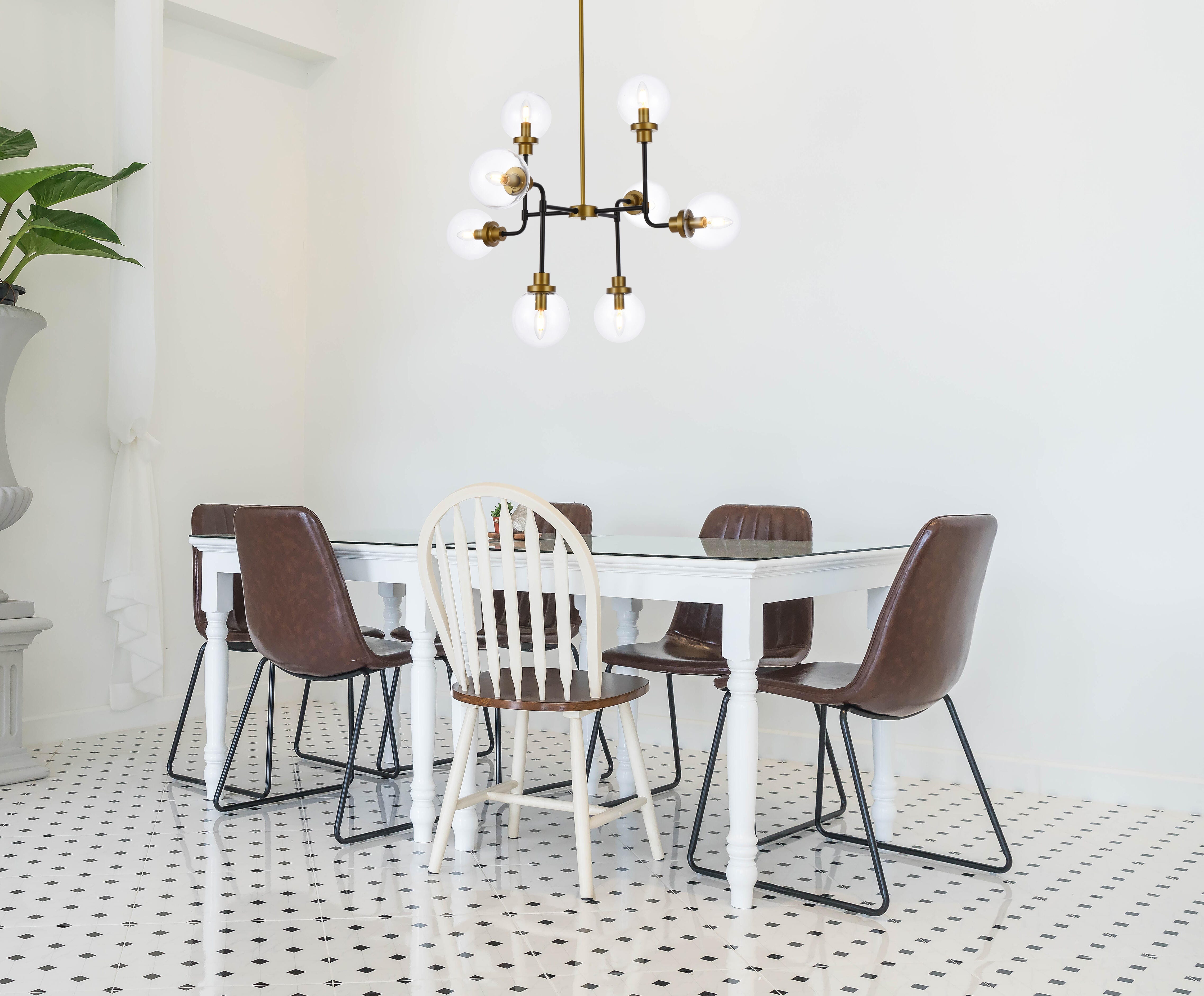 Living District Hanson 8 Lights Pendant In Black With Brass With Clear Shade, Black/Brass/Clear, rollover