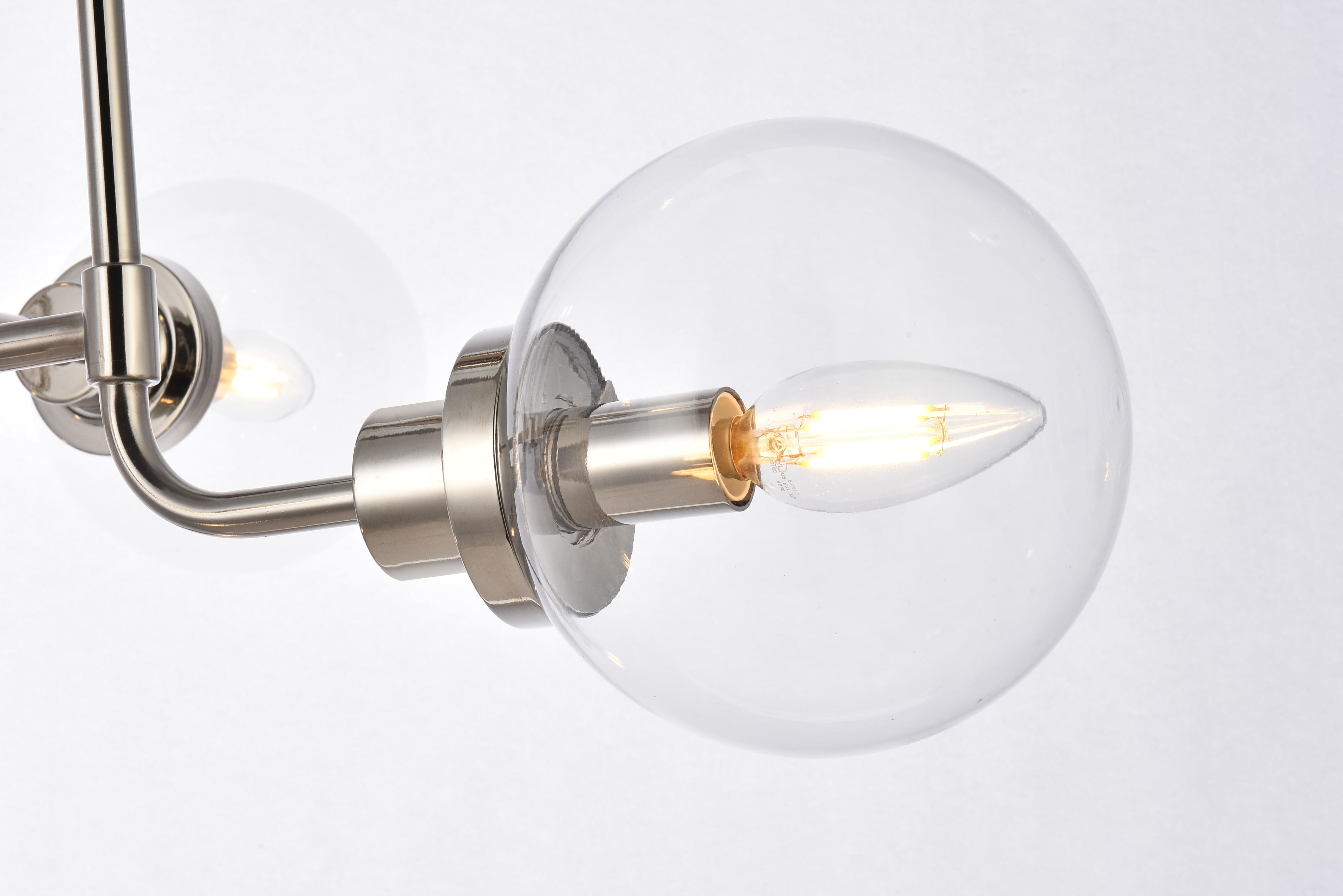 Living District Hanson 8 Lights Pendant In Polished Nickel With Clear Shade, , large