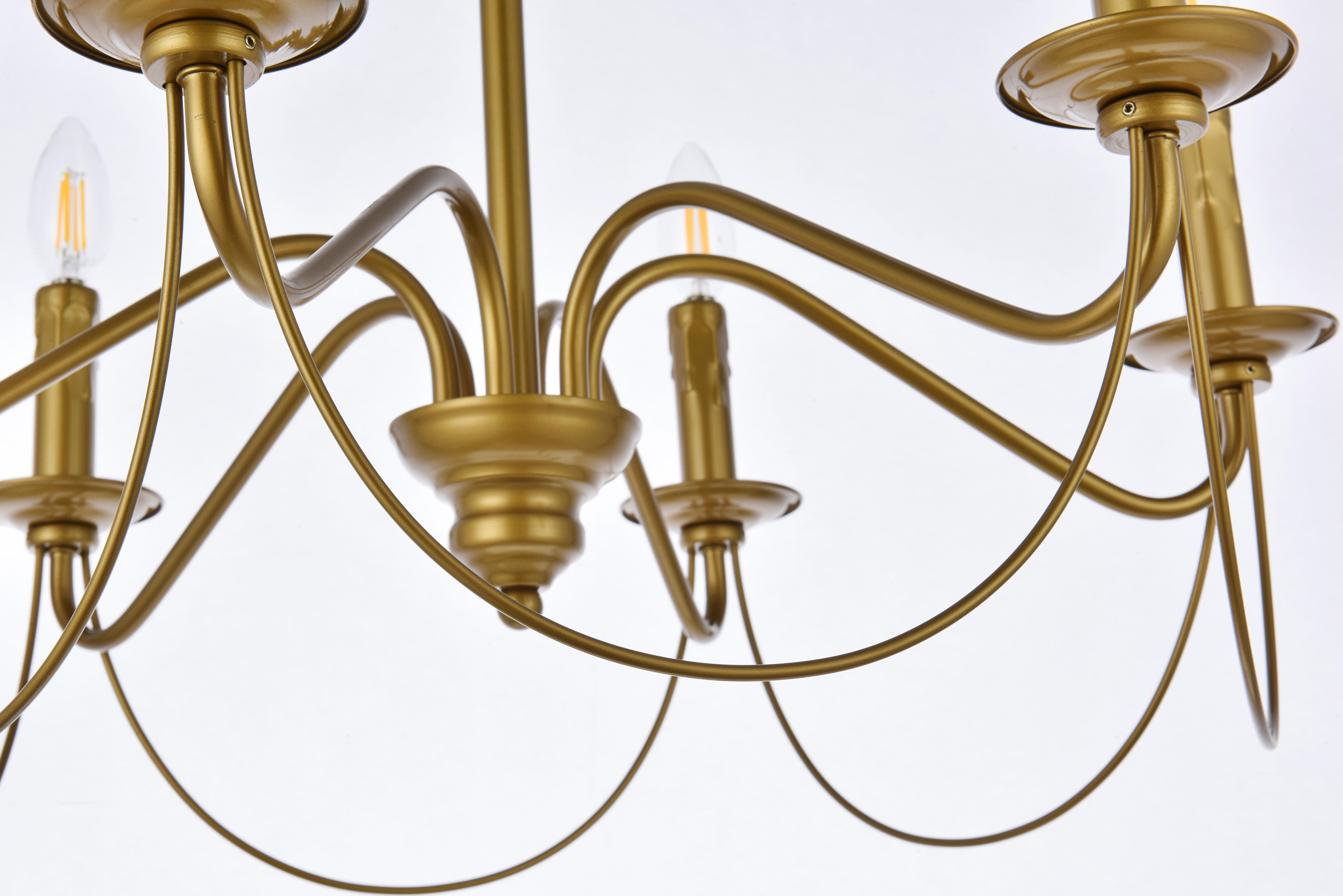 Living District Westley 6 Lights Pendant In Brass, Brass, large