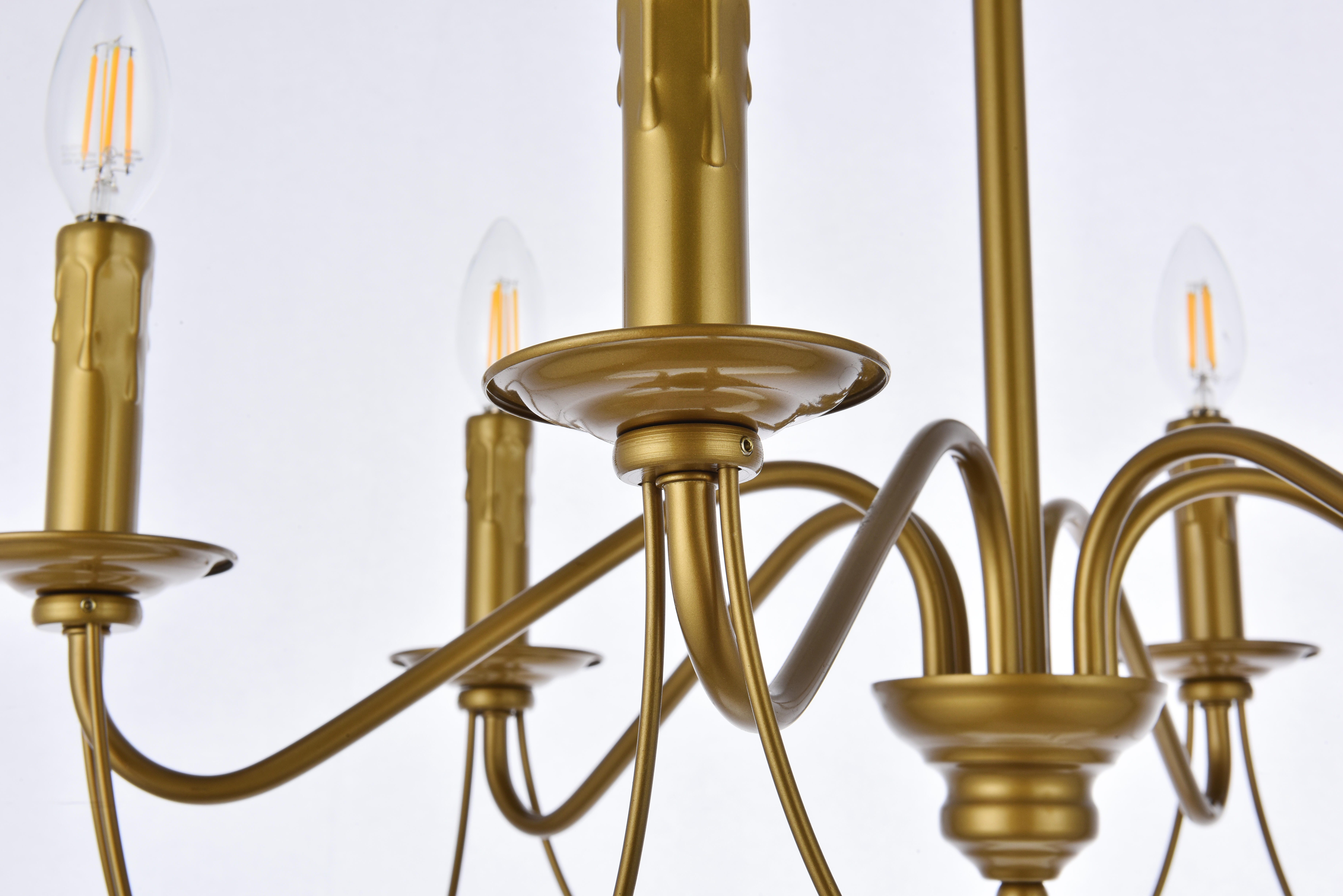 Living District Westley 6 Lights Pendant In Brass, Brass, large