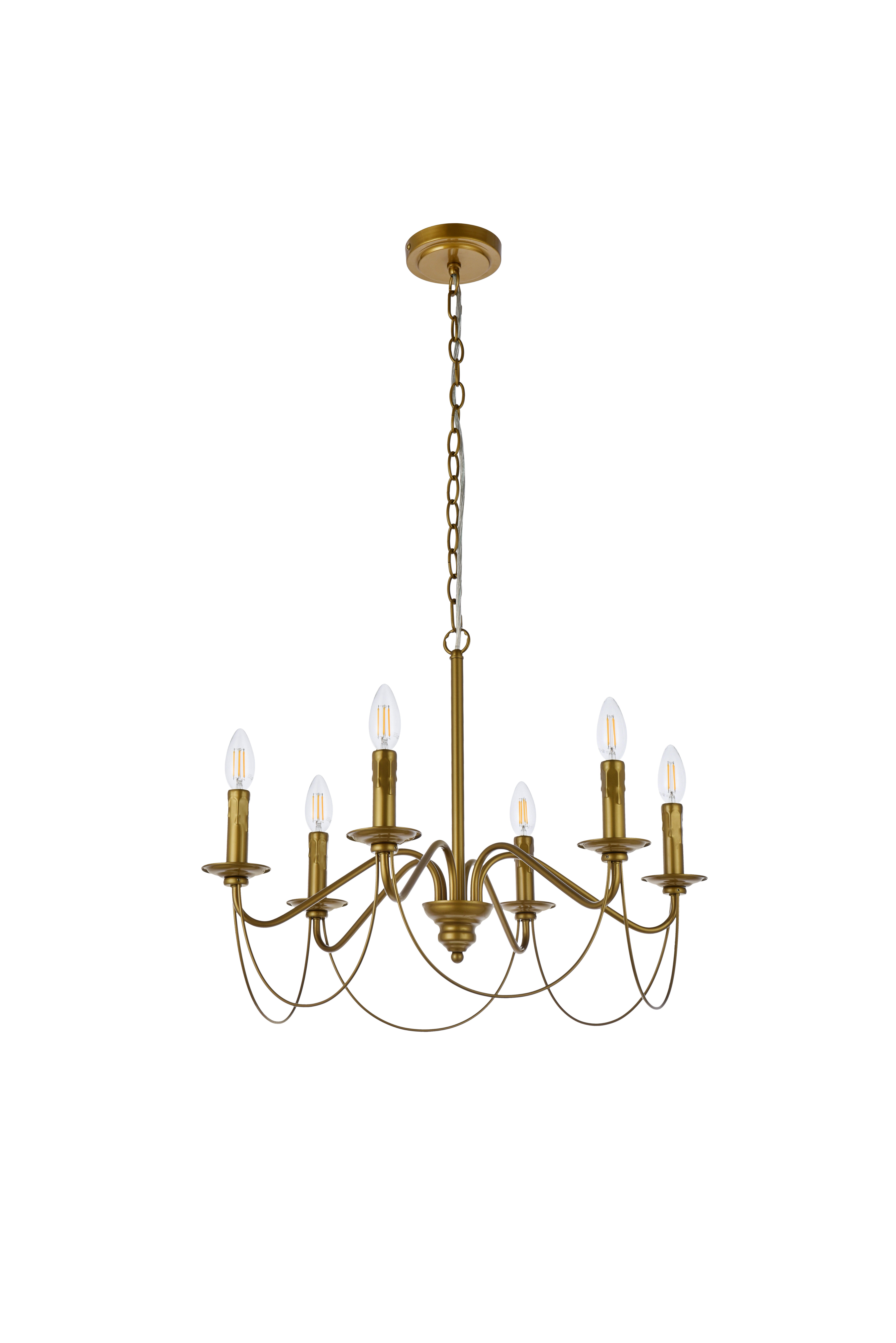 Living District Westley 6 Lights Pendant In Brass, Brass, large