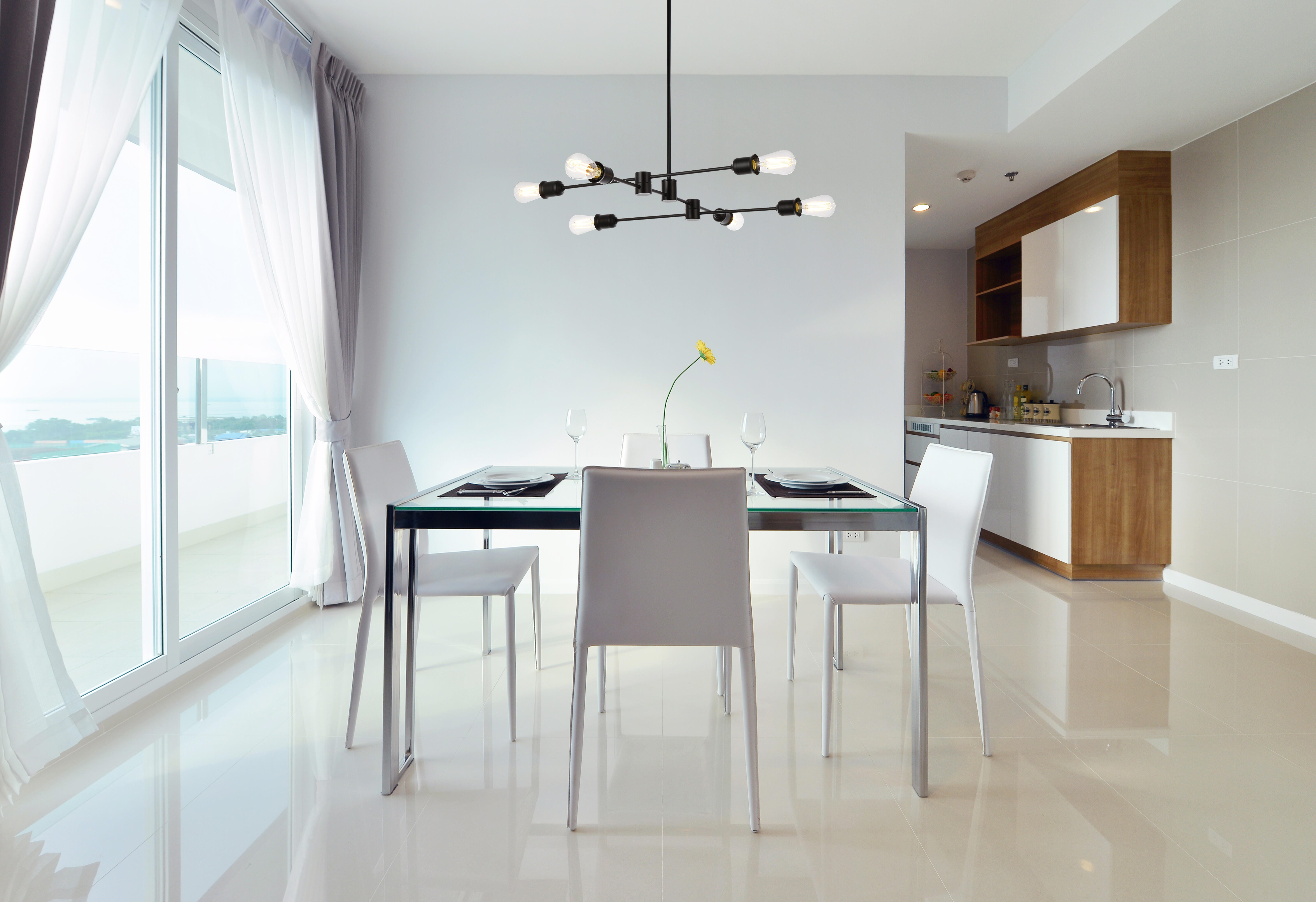 Living District Xavier 6 Lights Pendant In Black, Black, rollover