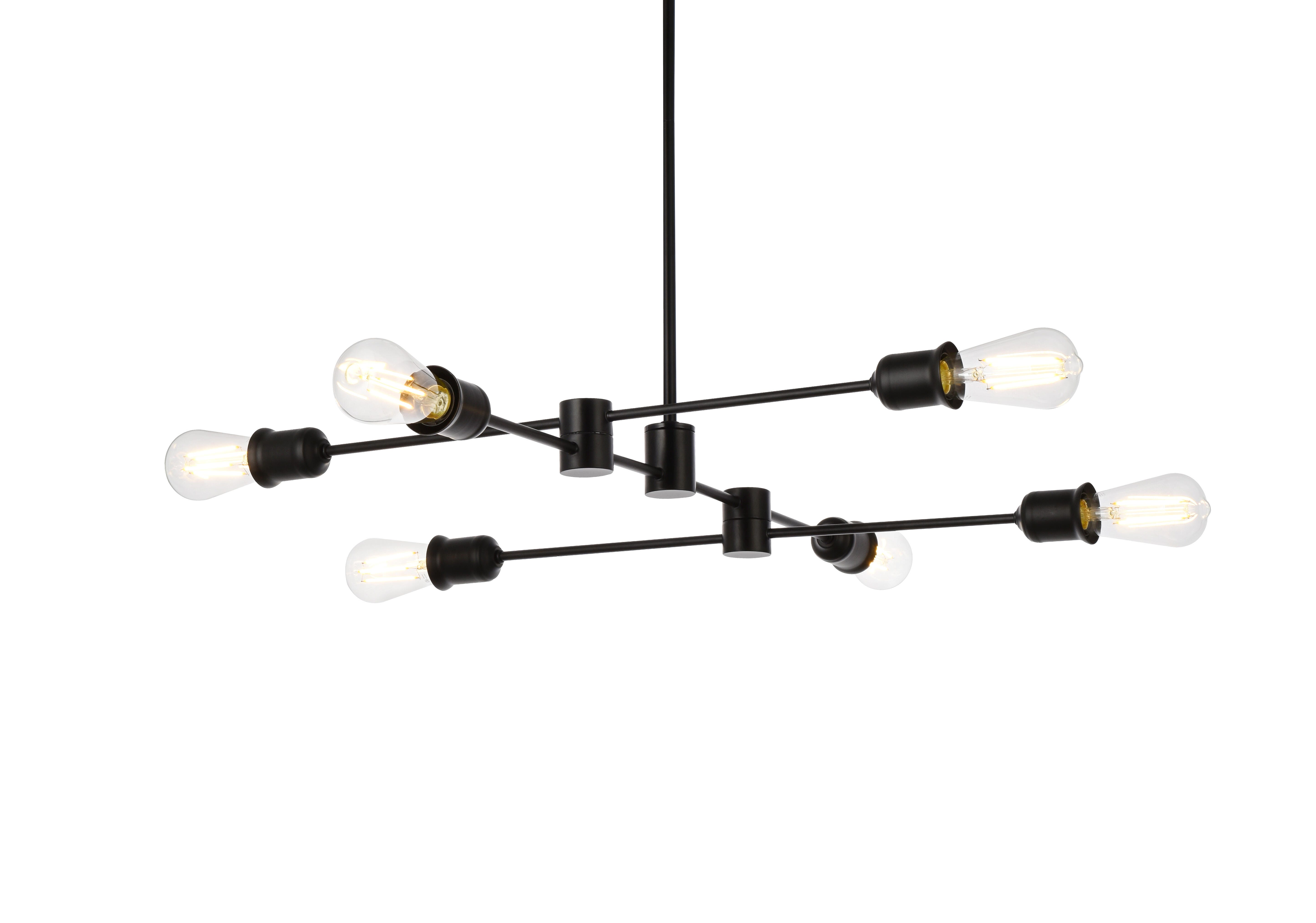 Living District Xavier 6 Lights Pendant In Black, Black, large