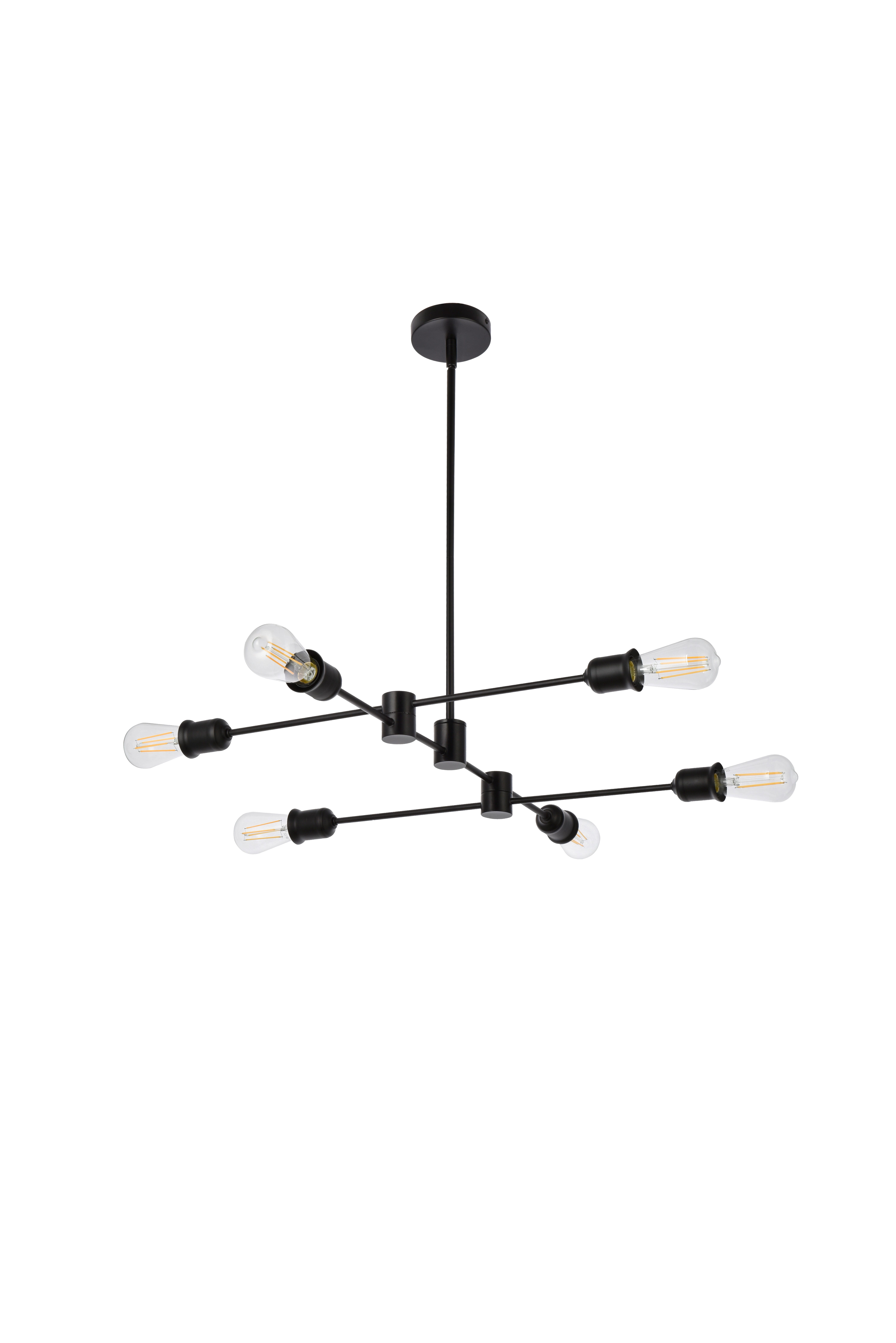 Living District Xavier 6 Lights Pendant In Black, Black, large