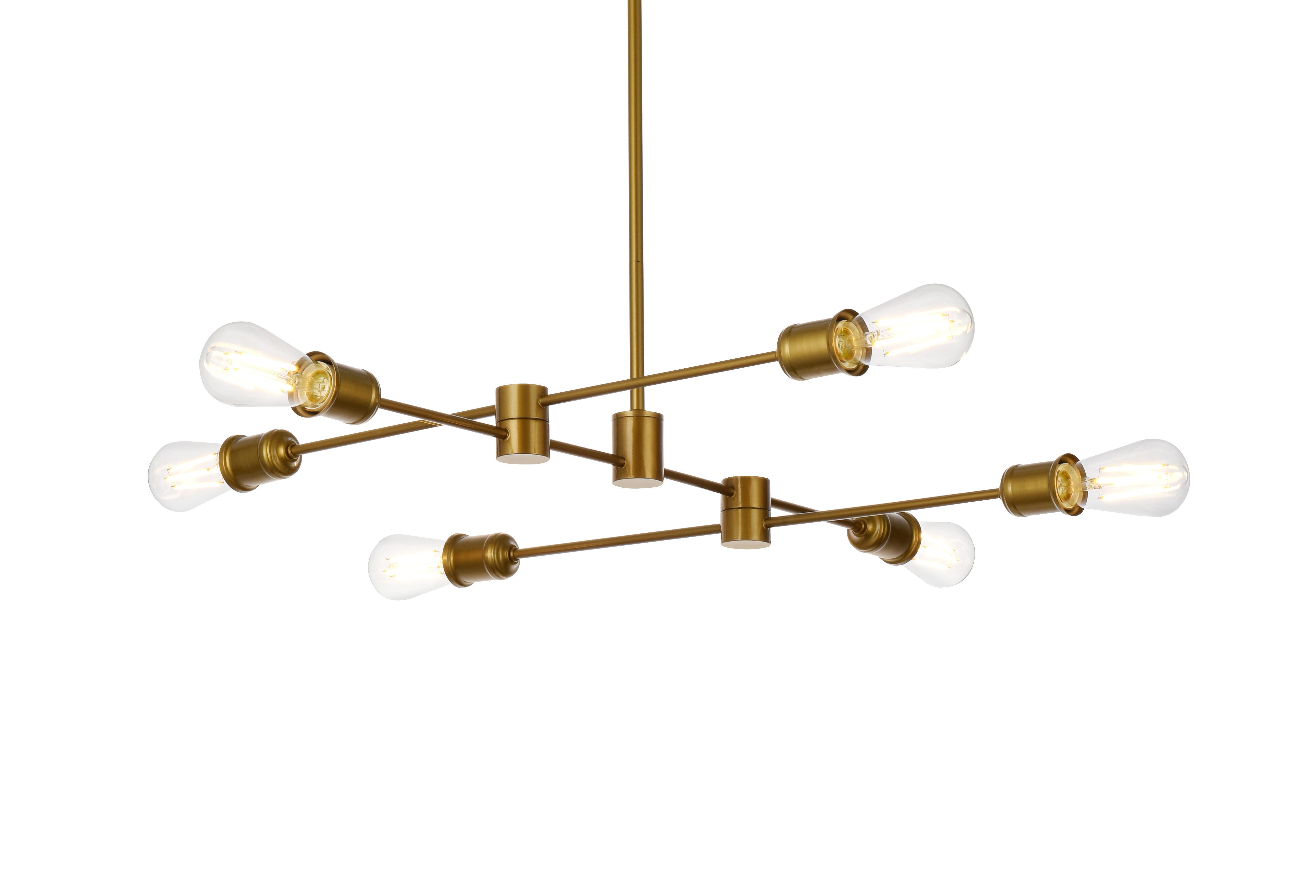 Living District Xavier 6 Lights Pendant In Brass, , large