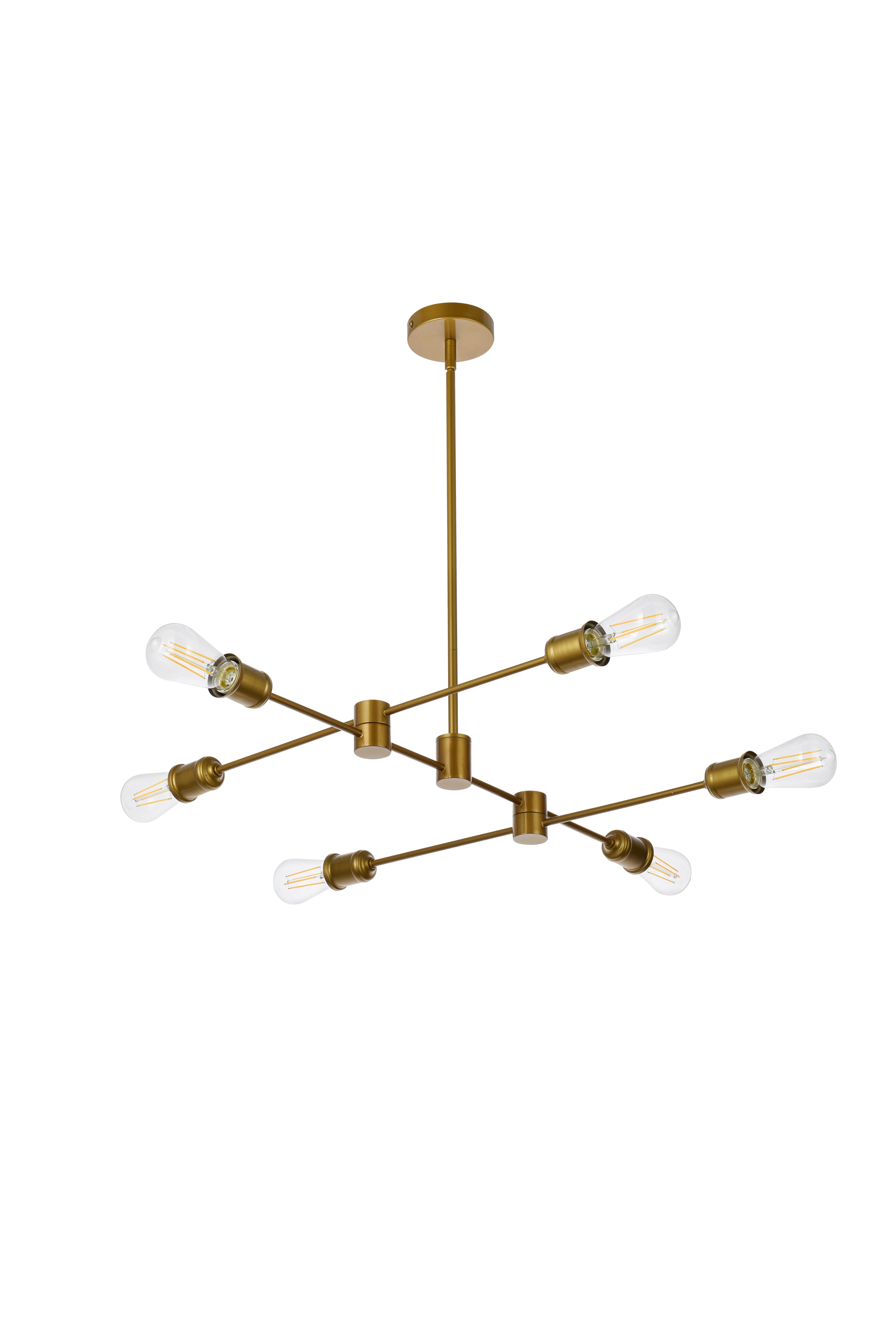 Living District Xavier 6 Lights Pendant In Brass, , large
