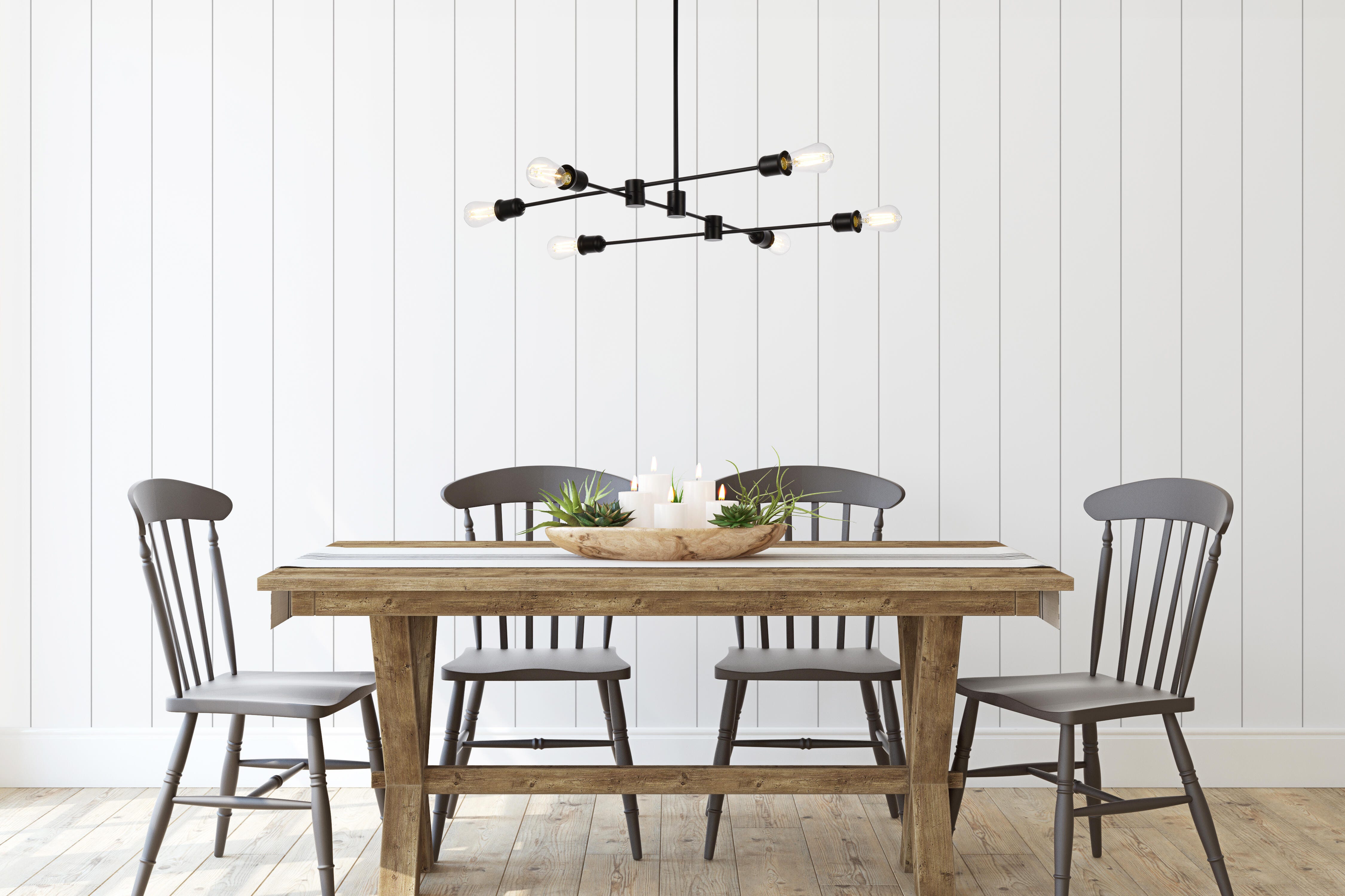Living District Xavier 6 Lights Pendant In Black, Black, rollover