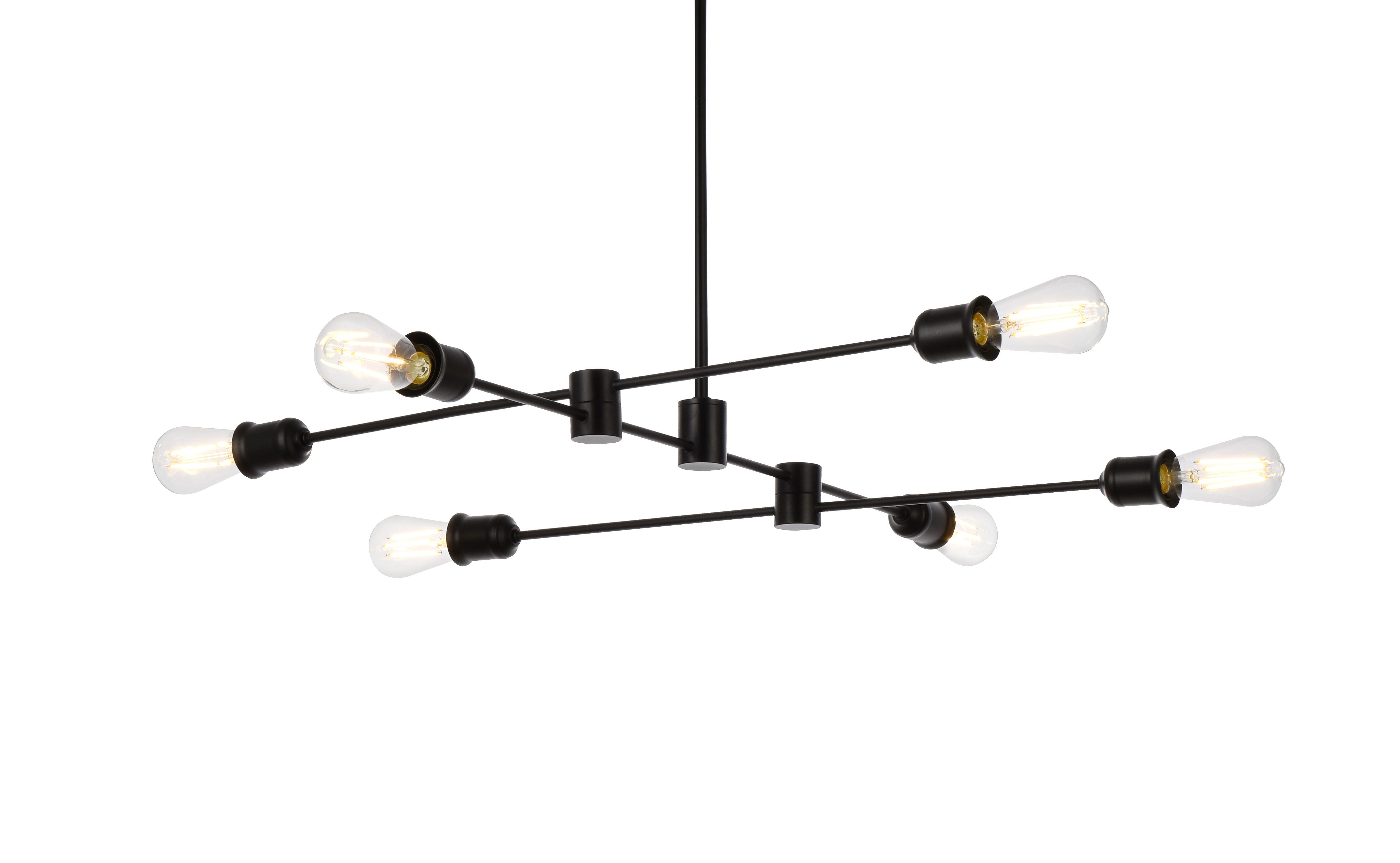 Living District Xavier 6 Lights Pendant In Black, Black, large