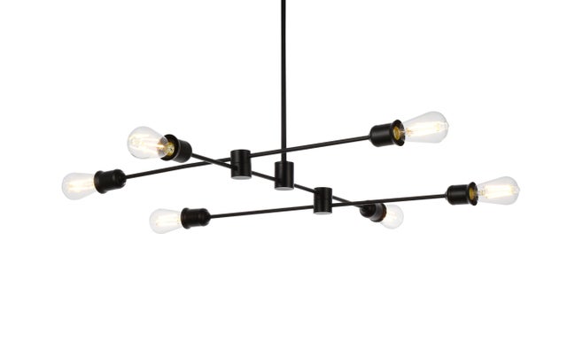 Living District Xavier 6 Lights Pendant In Black, Black