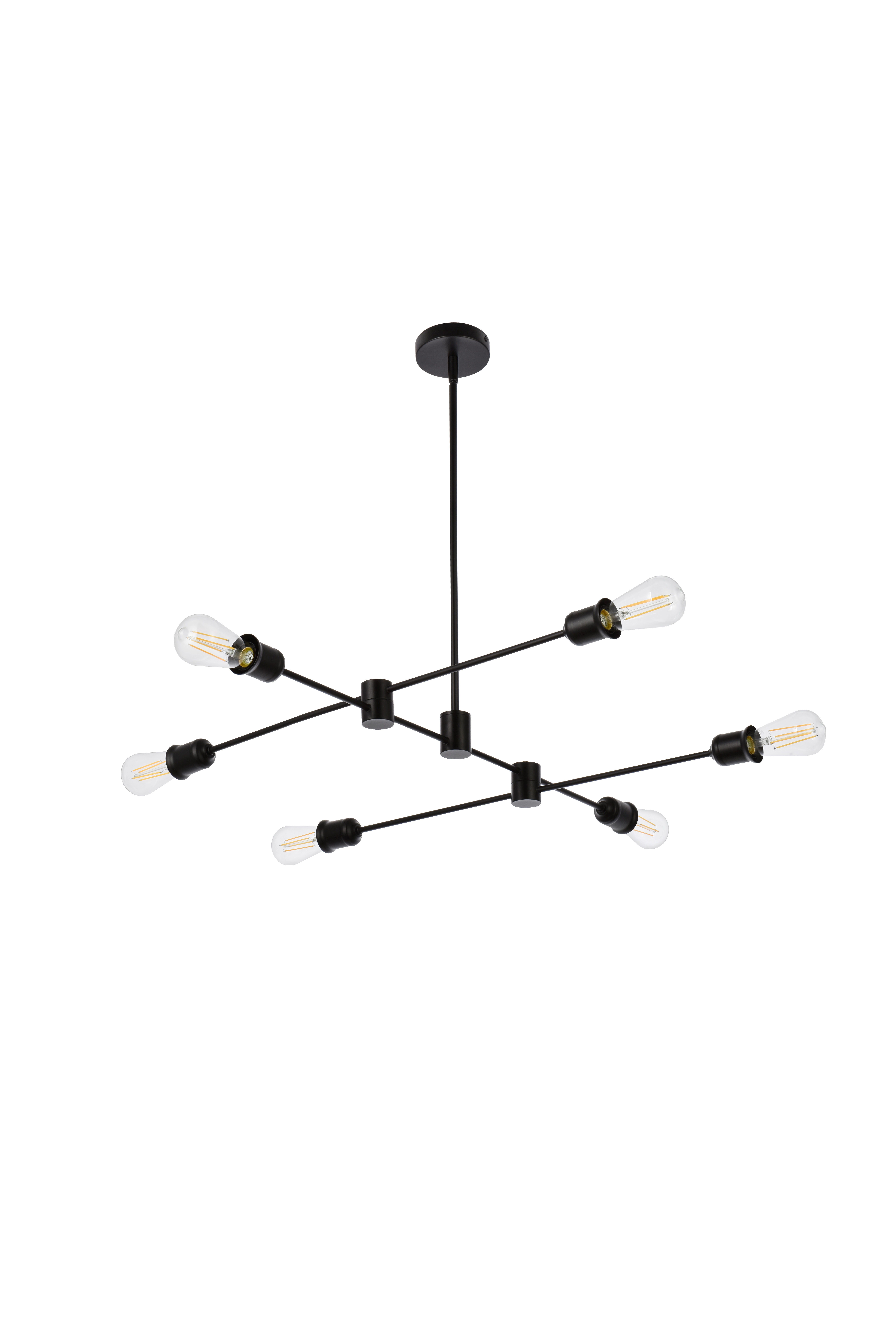 Living District Xavier 6 Lights Pendant In Black, Black, large