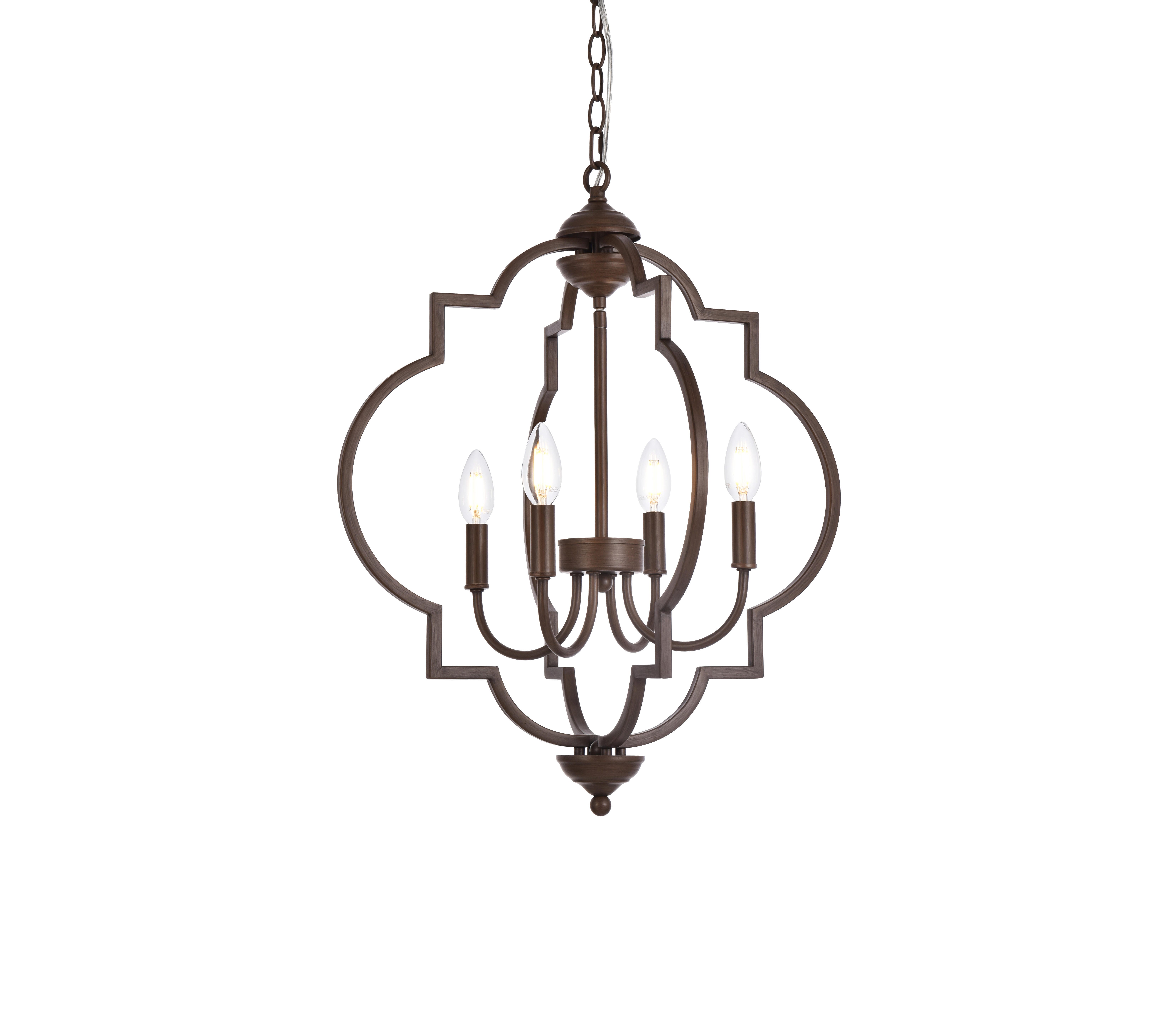 Living District Sandara 4 Lights Pendant In Weathered Oak, Weathered Oak, large